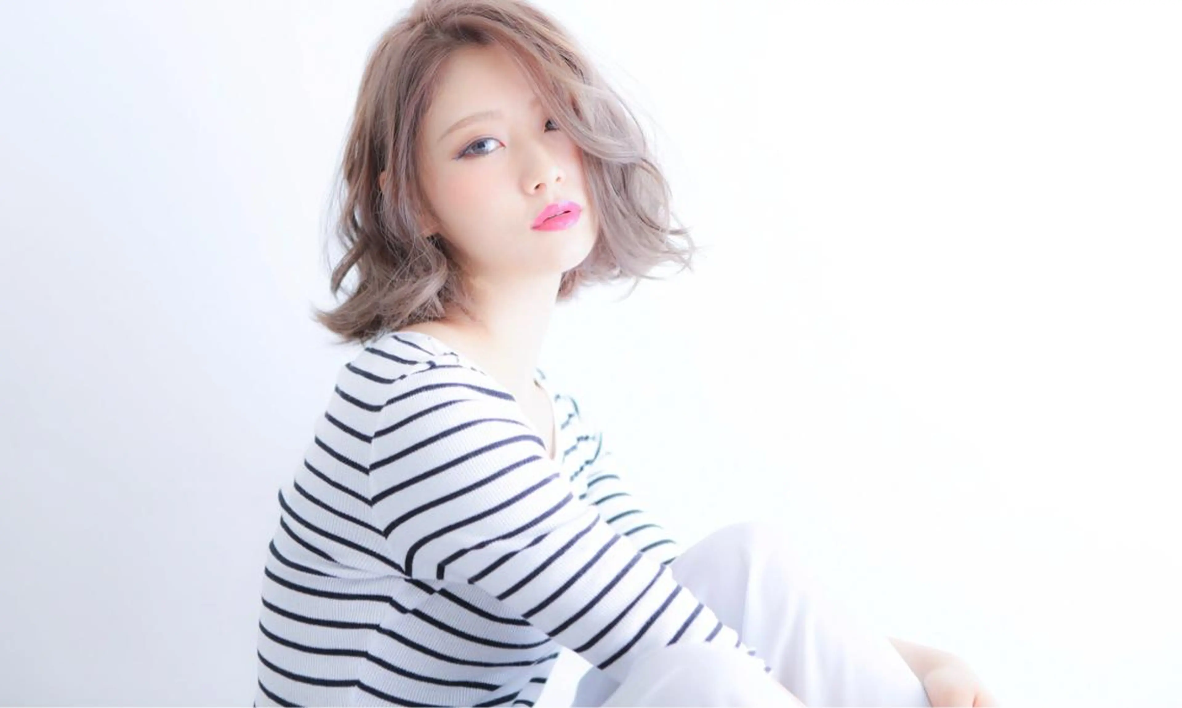 ミディアム カラー 透明感カラー グレージュ モテ髪透明感❤️ デイズヘアカラーのヘアスタイル