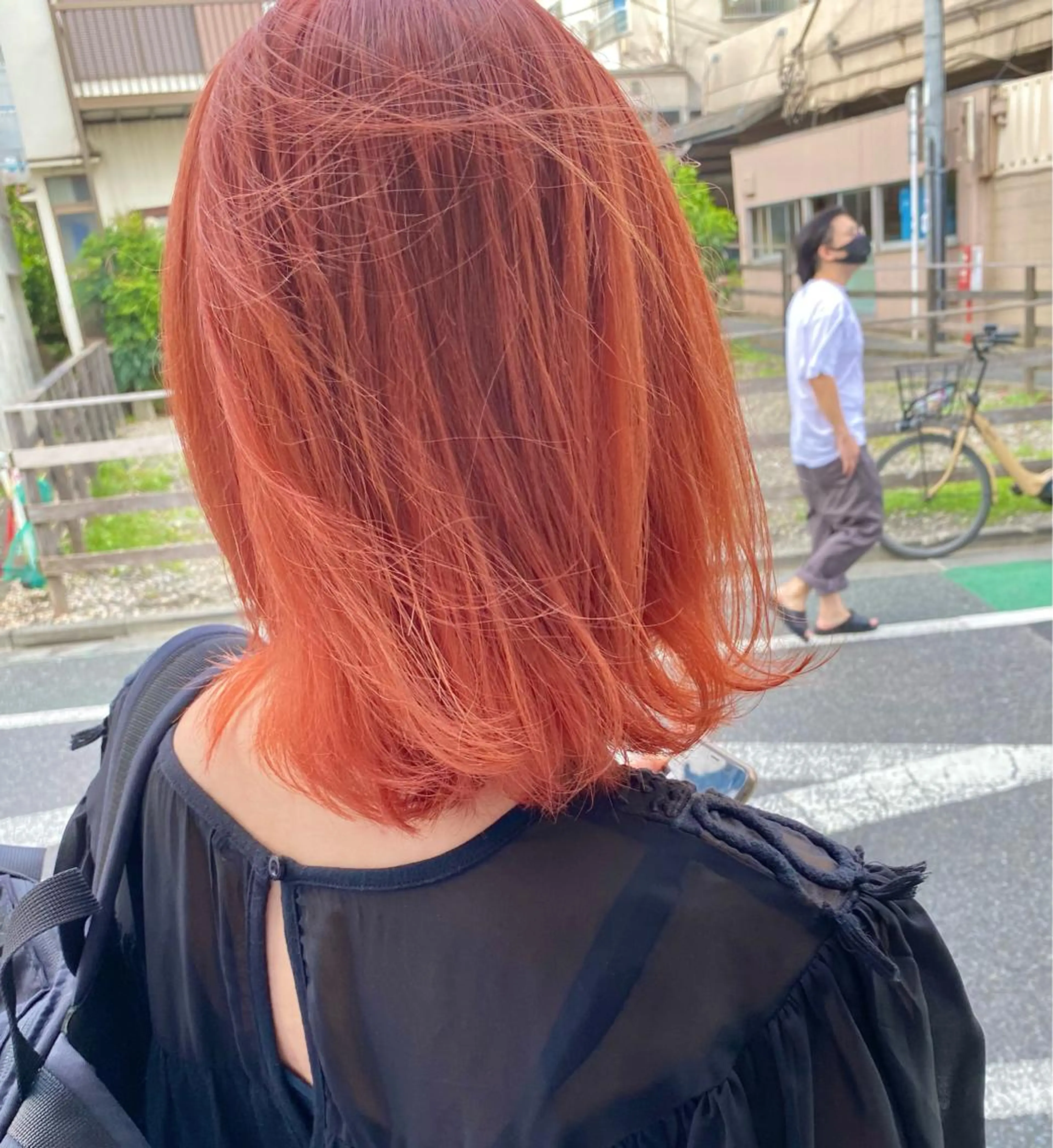 ミディアム カラー ブリーチ オレンジ ヘアカラー 森貴裕/ベージュ/ パーマ/オリーブのヘアスタイル