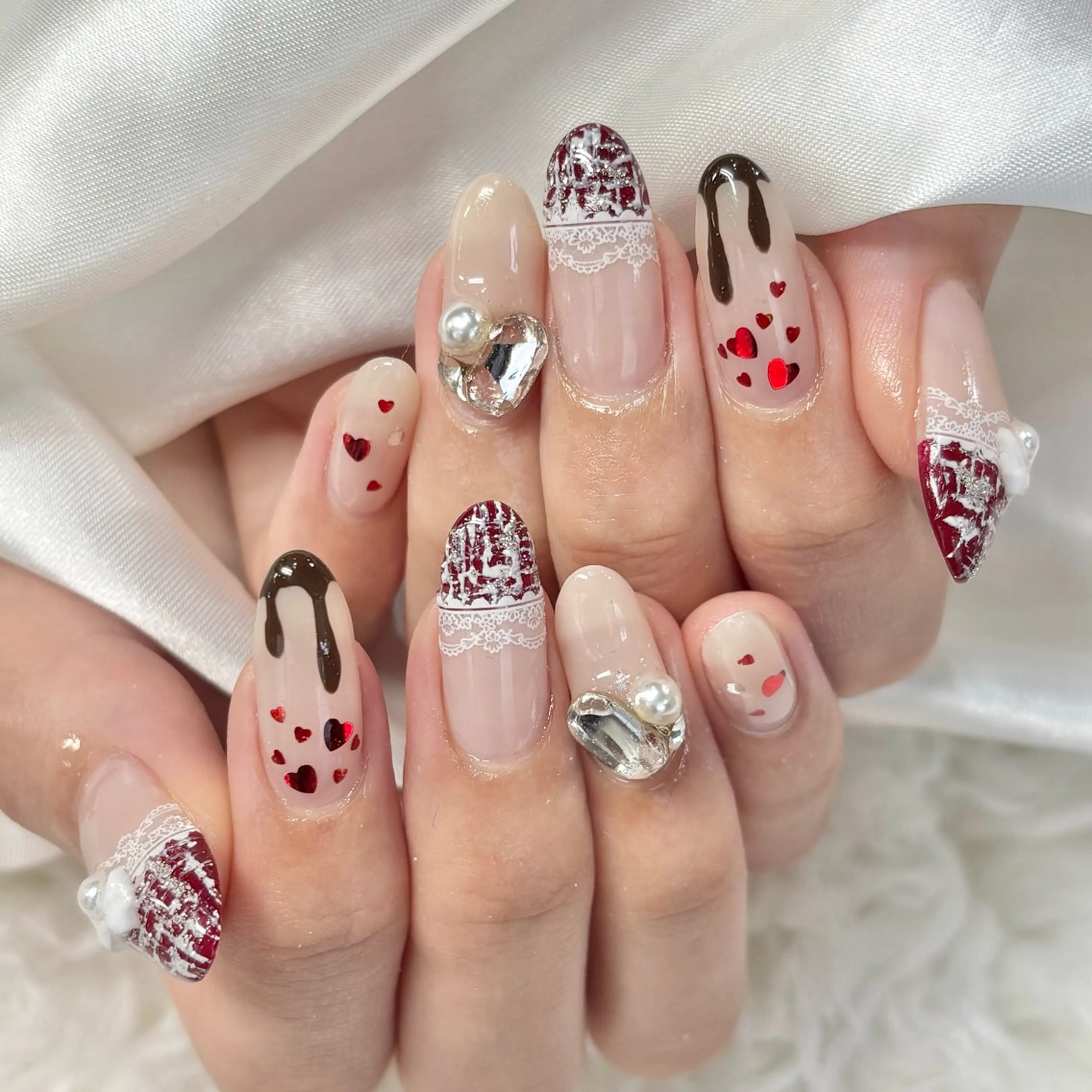 ネイル バレンタイン ハンドネイル joieange sakuraのネイルデザイン