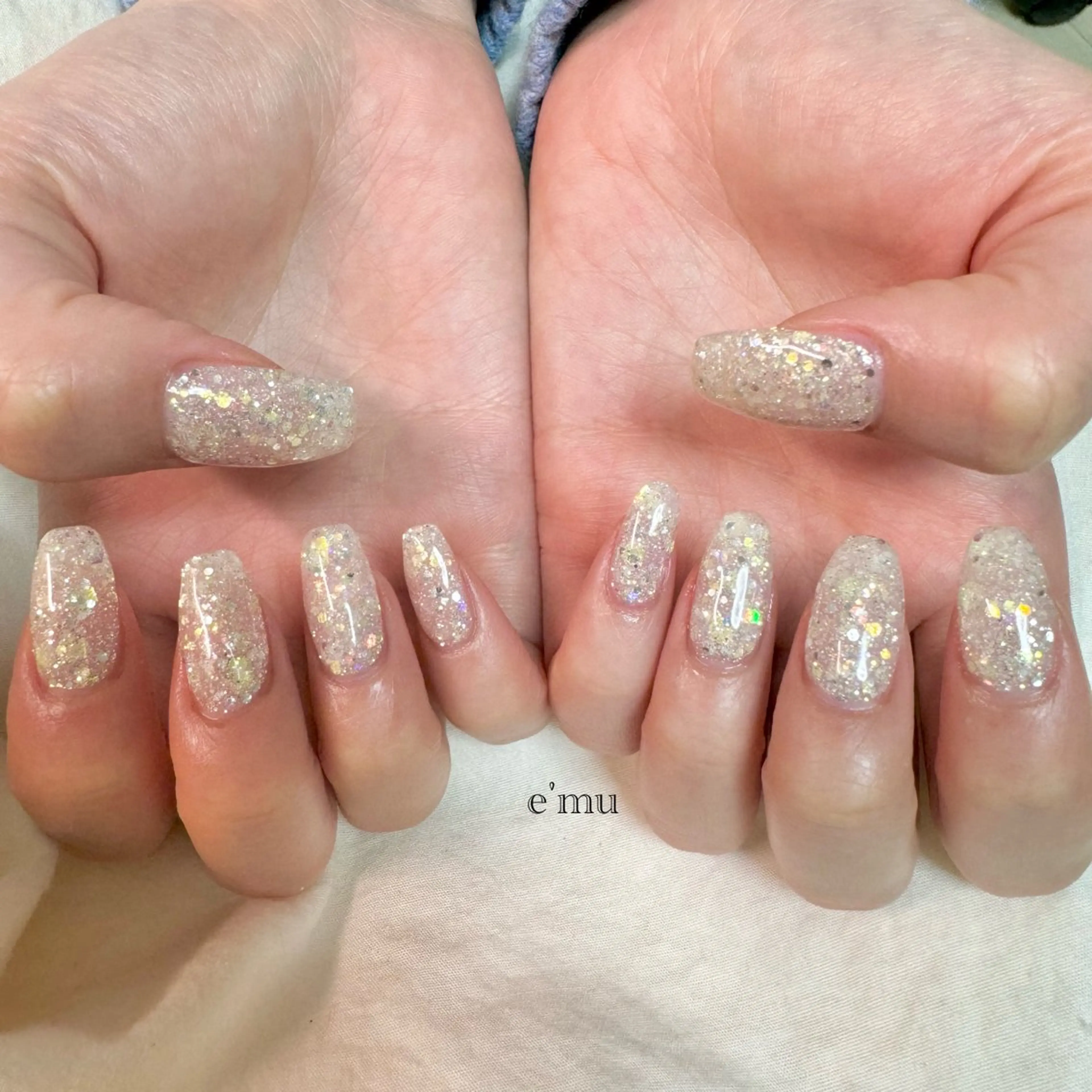 ネイル ラメ(グリッター) ワンカラーネイル ハンドネイル nail salon e'mu💐のネイルデザイン