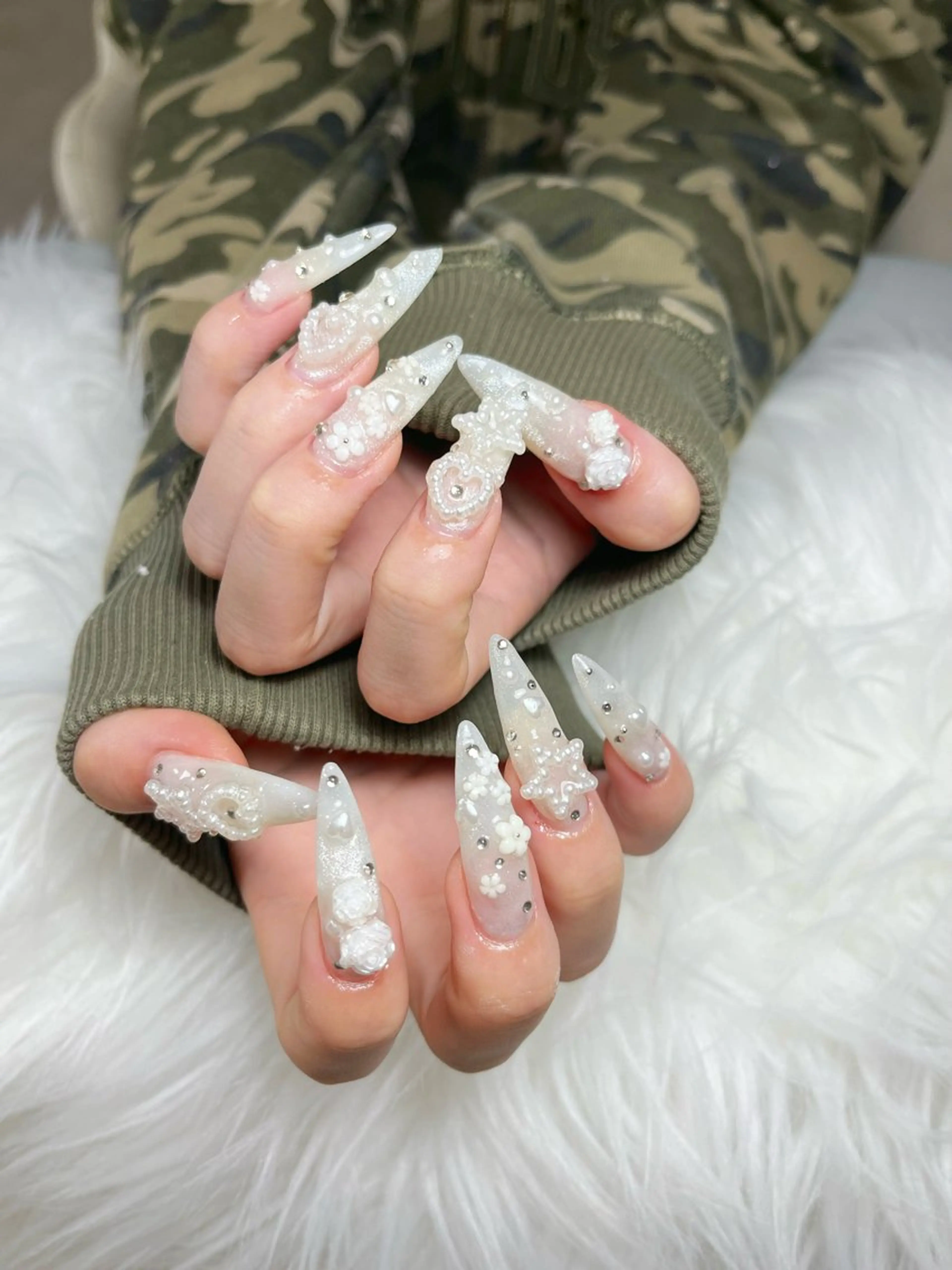 ネイル フレンチネイル キラキラネイル マグネットネイル ミラーネイル ニュアンスネイル MeiMei Nail モデル募集のネイルデザイン