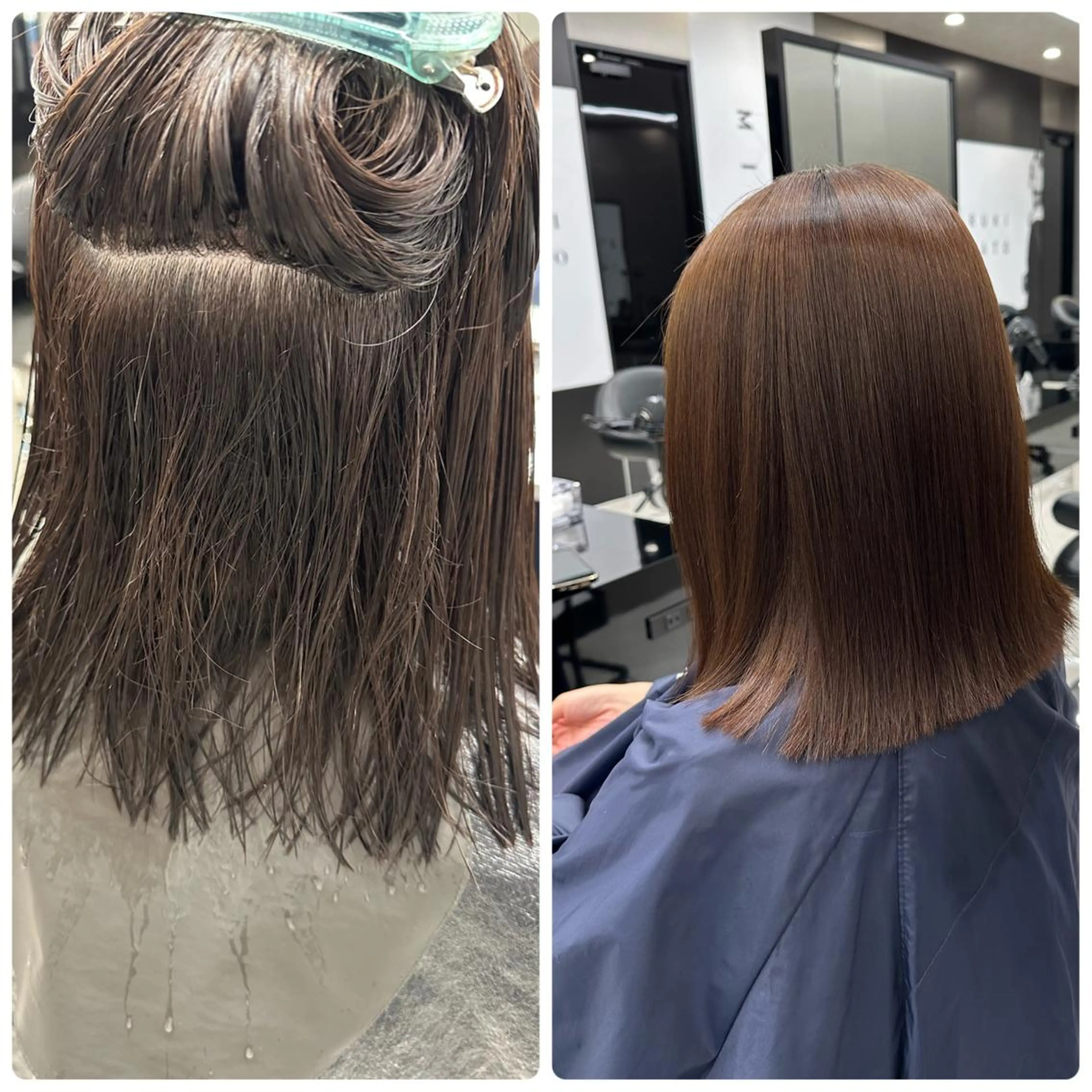 セミロング パーマ 縮毛矯正 ✨【髪質改善/縮毛 矯正】✨ゆうほのヘアスタイル