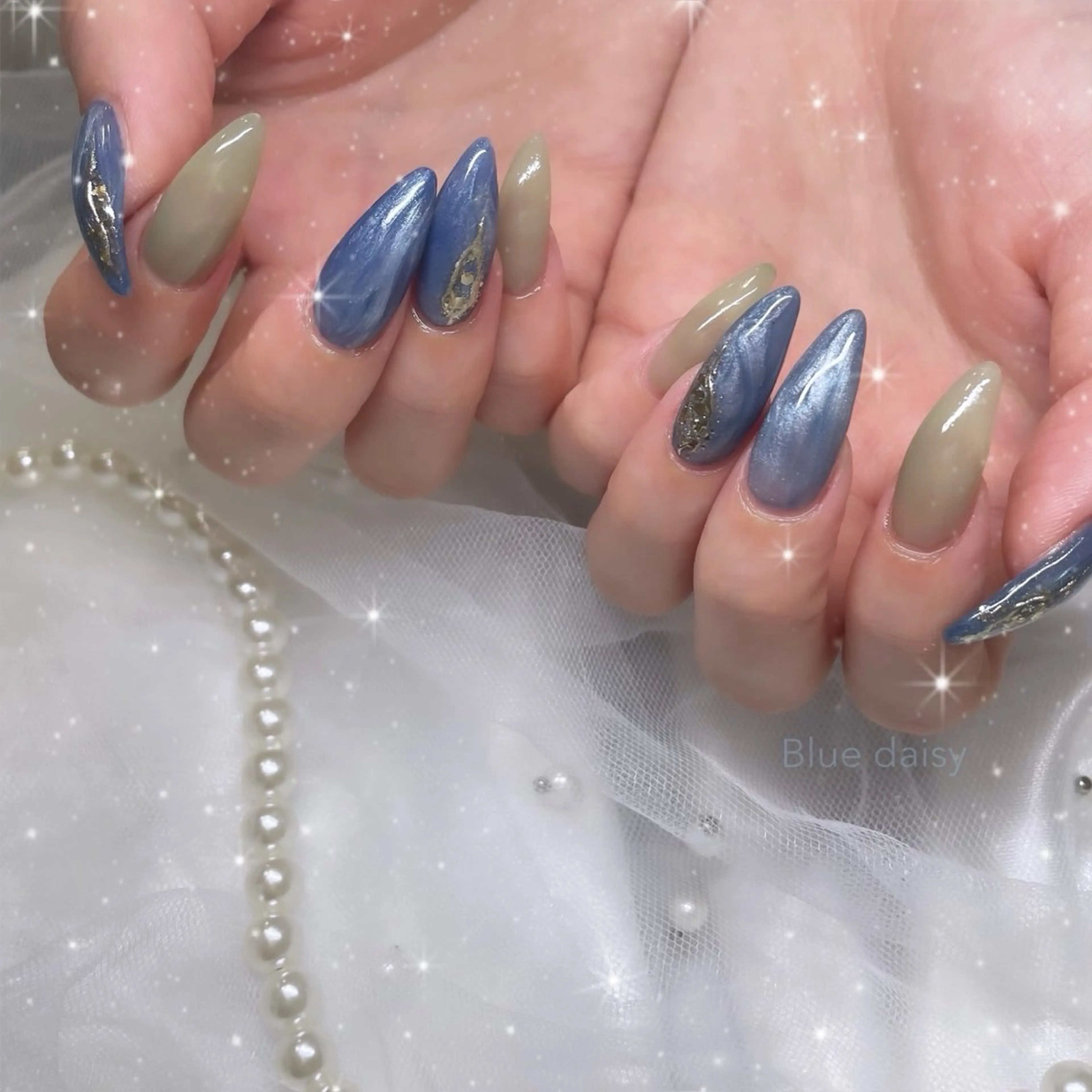 ネイル ハンドネイル Blue daisy 栄本店のネイルデザイン