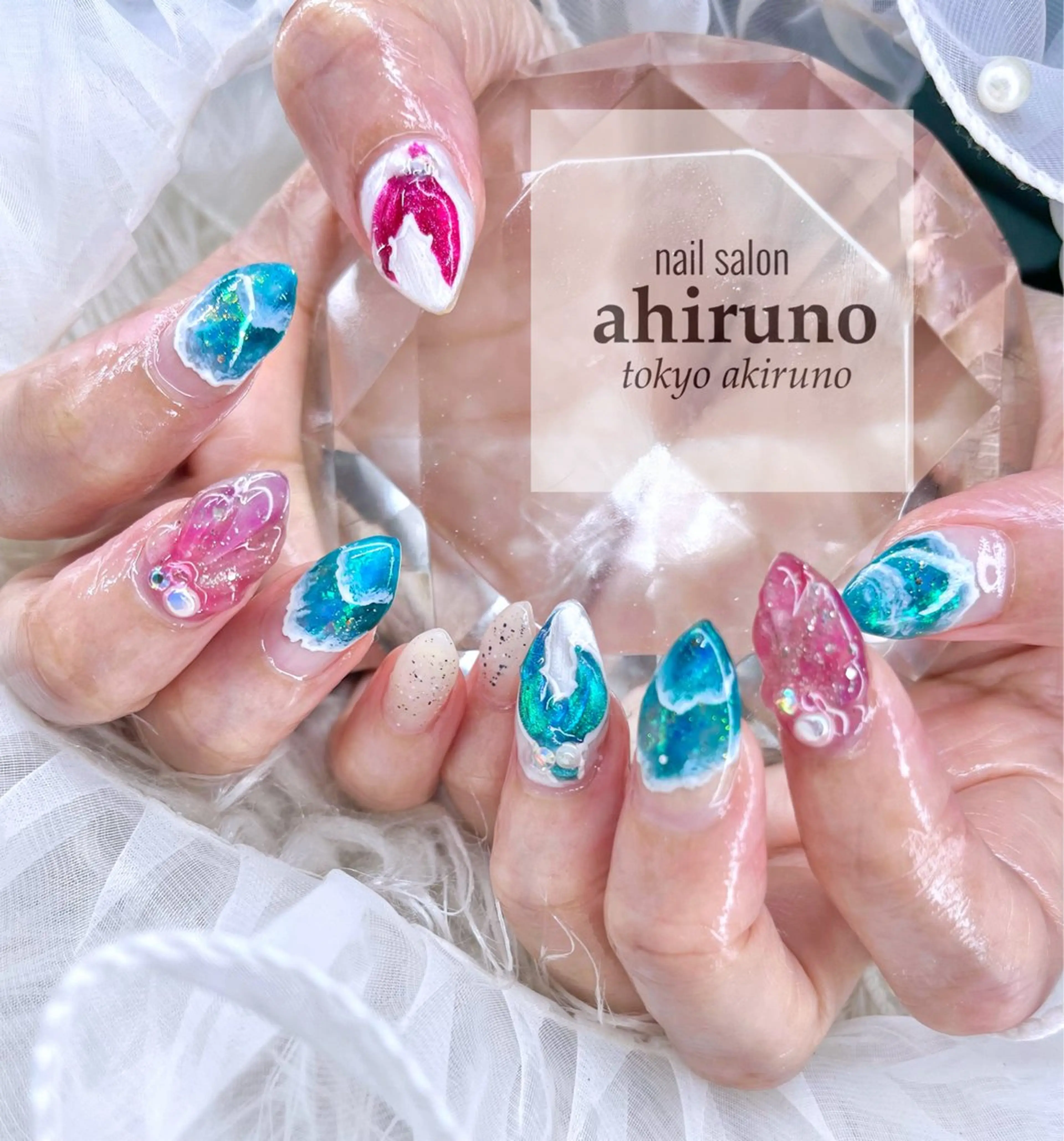 ネイル 夏ネイル ハンドネイル 東京あきる野市ネイル ✿ ｙｕiのネイルデザイン