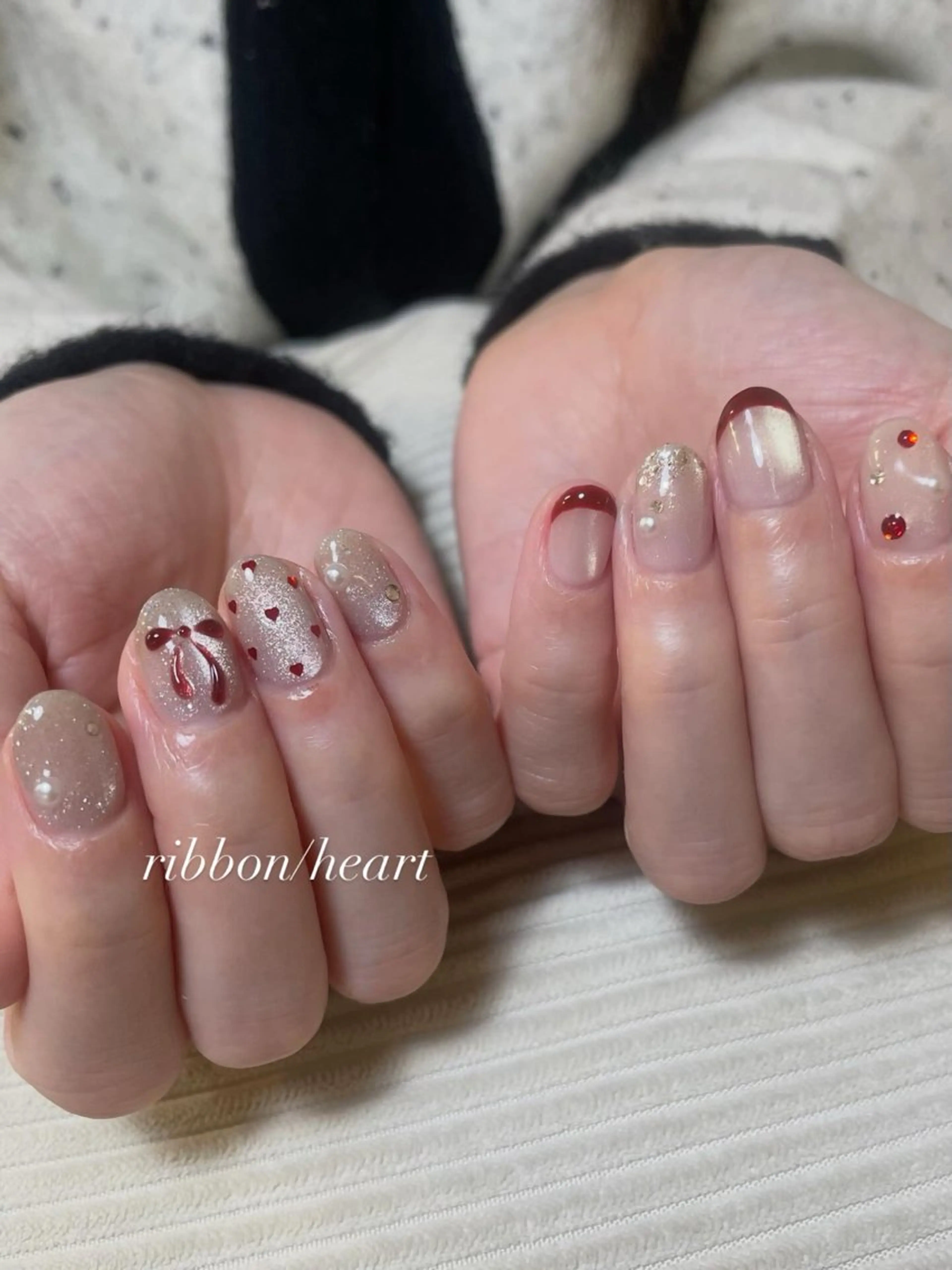 ネイル リボン 冬ネイル LYLY numachanのネイルデザイン