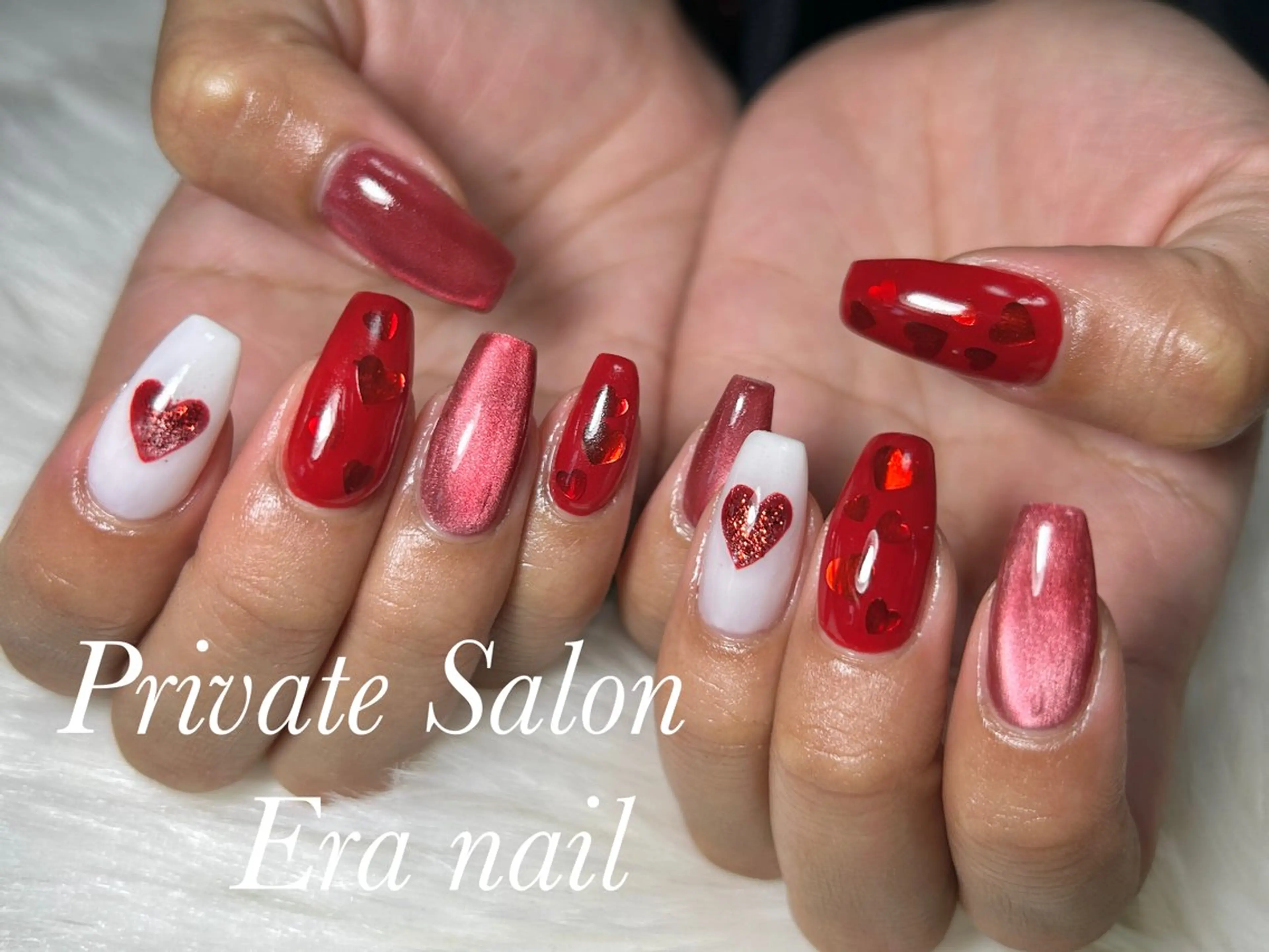 ネイル ハート 持ち込み ハンドネイル Era nailのネイルデザイン