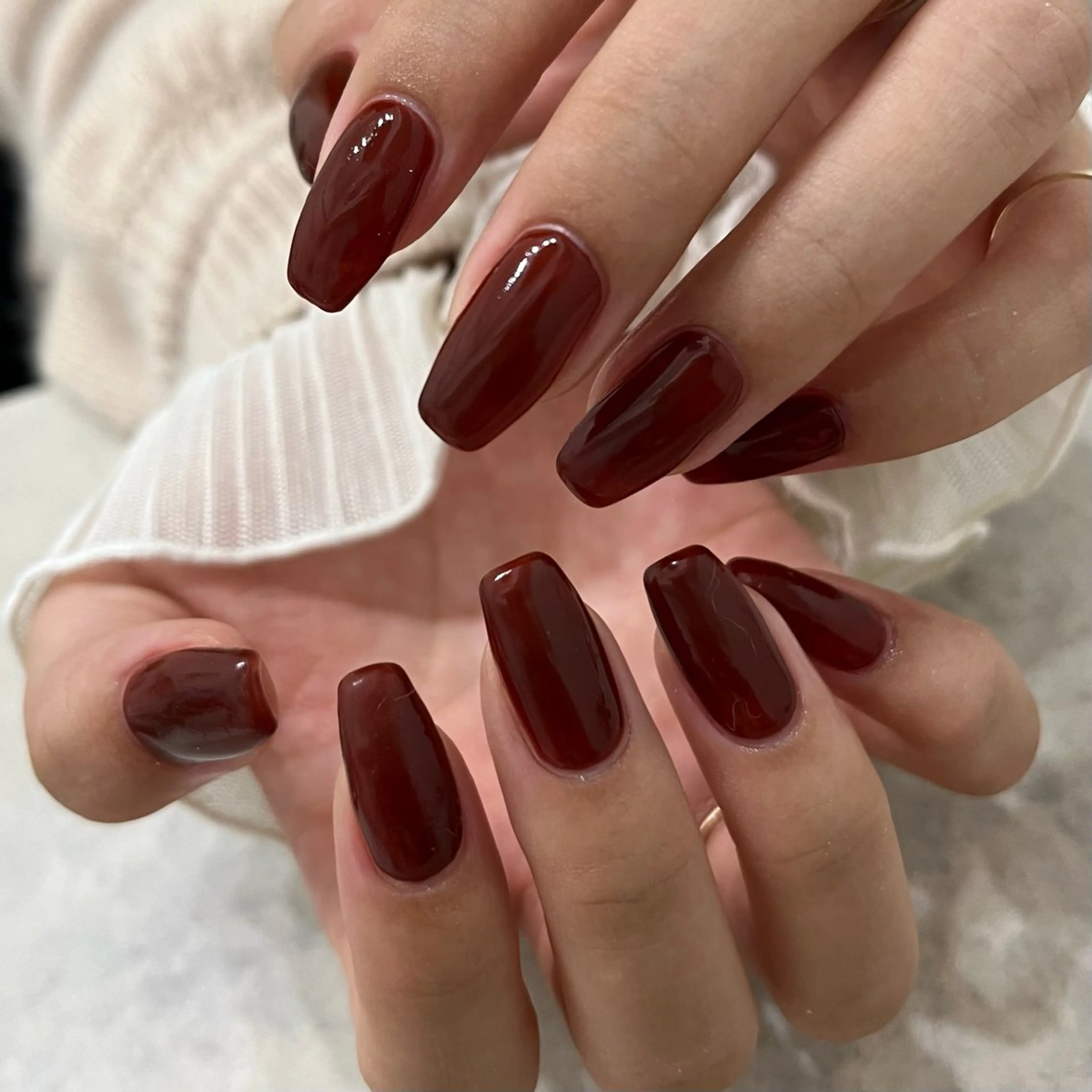 ネイル ブラウン グリーン ハンドネイル vegh. nail／阿波座のネイルデザイン
