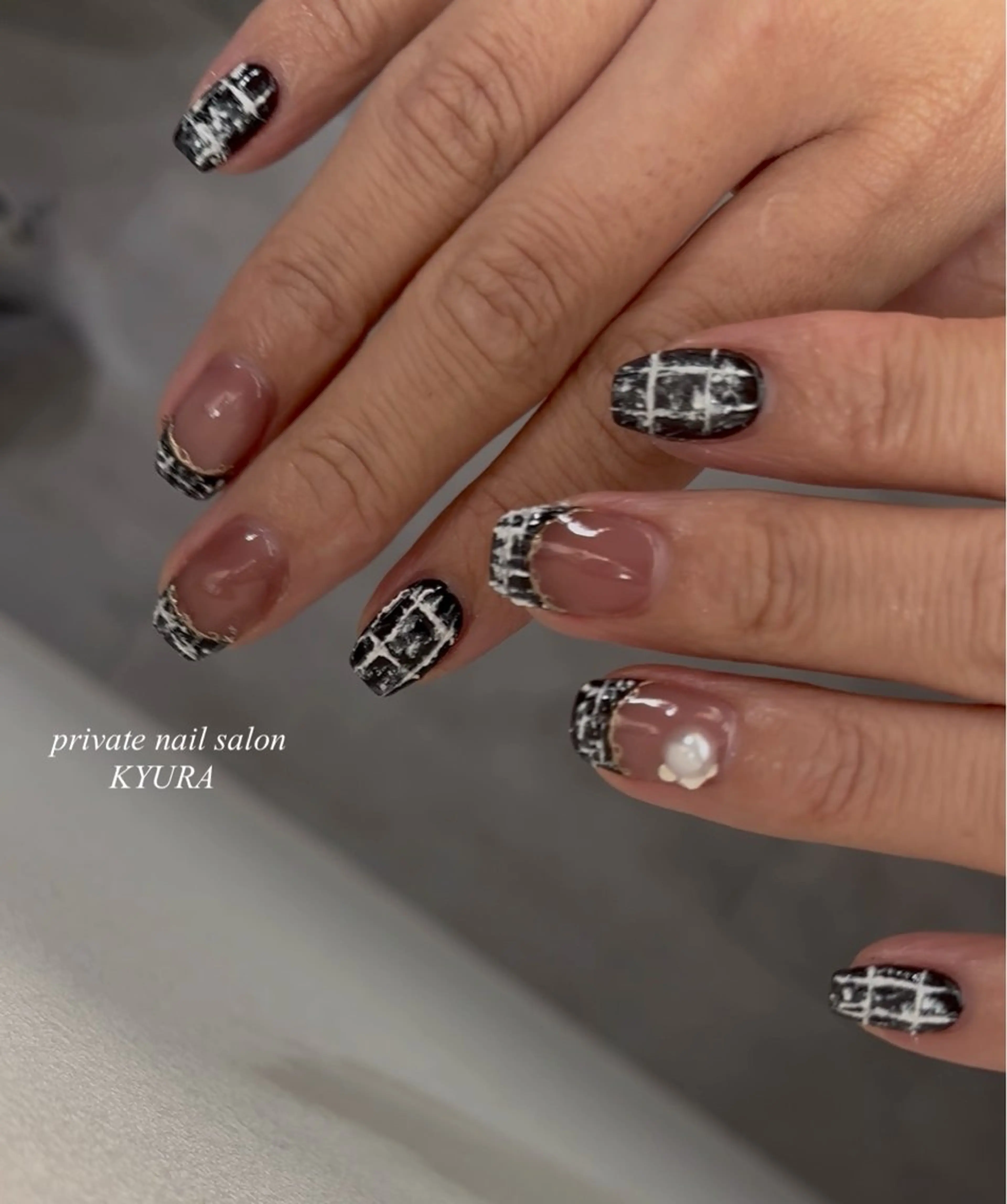 ネイル ツイードネイル 大東市ネイルサロン 【KYURA】ｷｭﾗのネイルデザイン