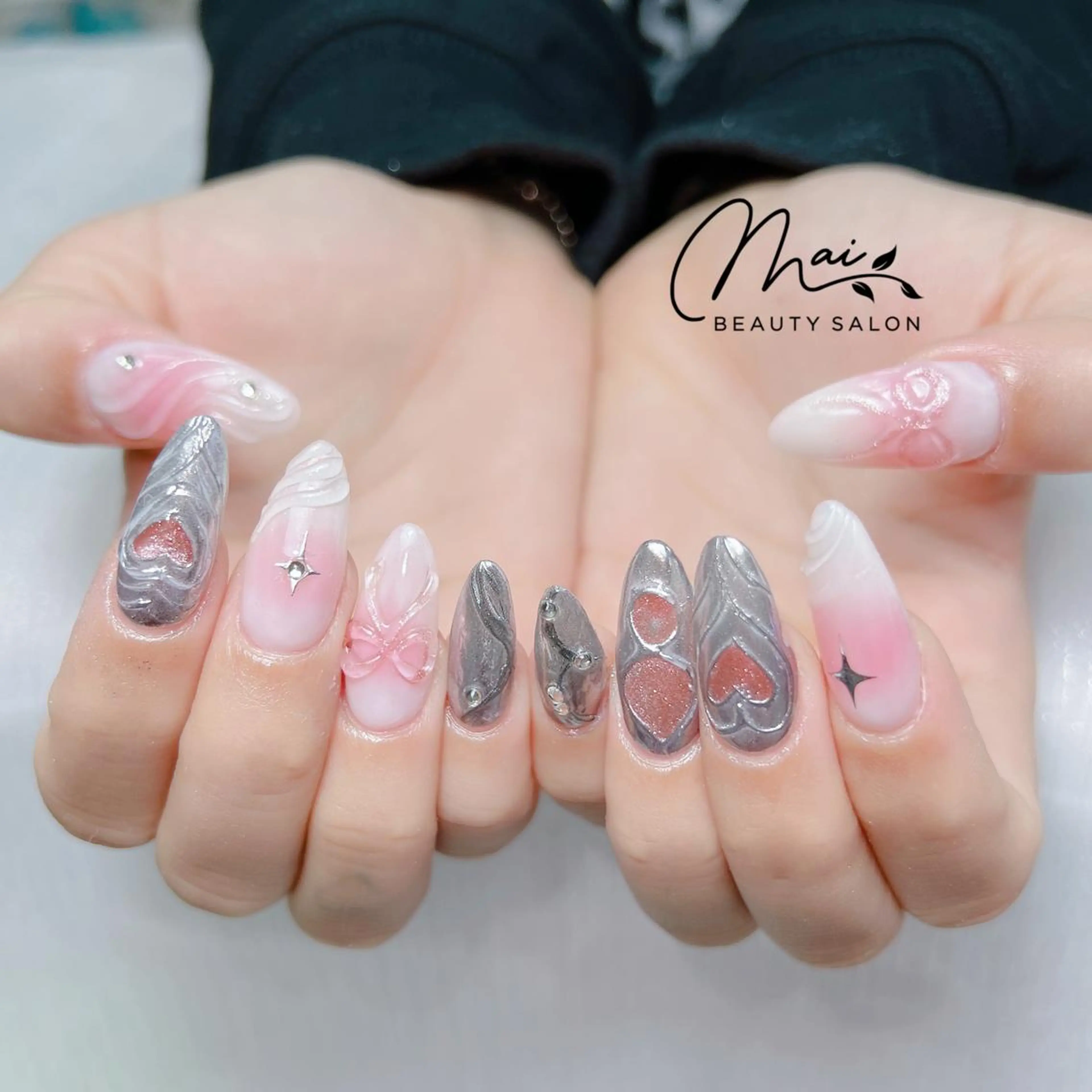 ネイル オーロラネイル チークネイル 長さ出し フラッシュネイル フットネイル MaiBeauty dodoのネイルデザイン