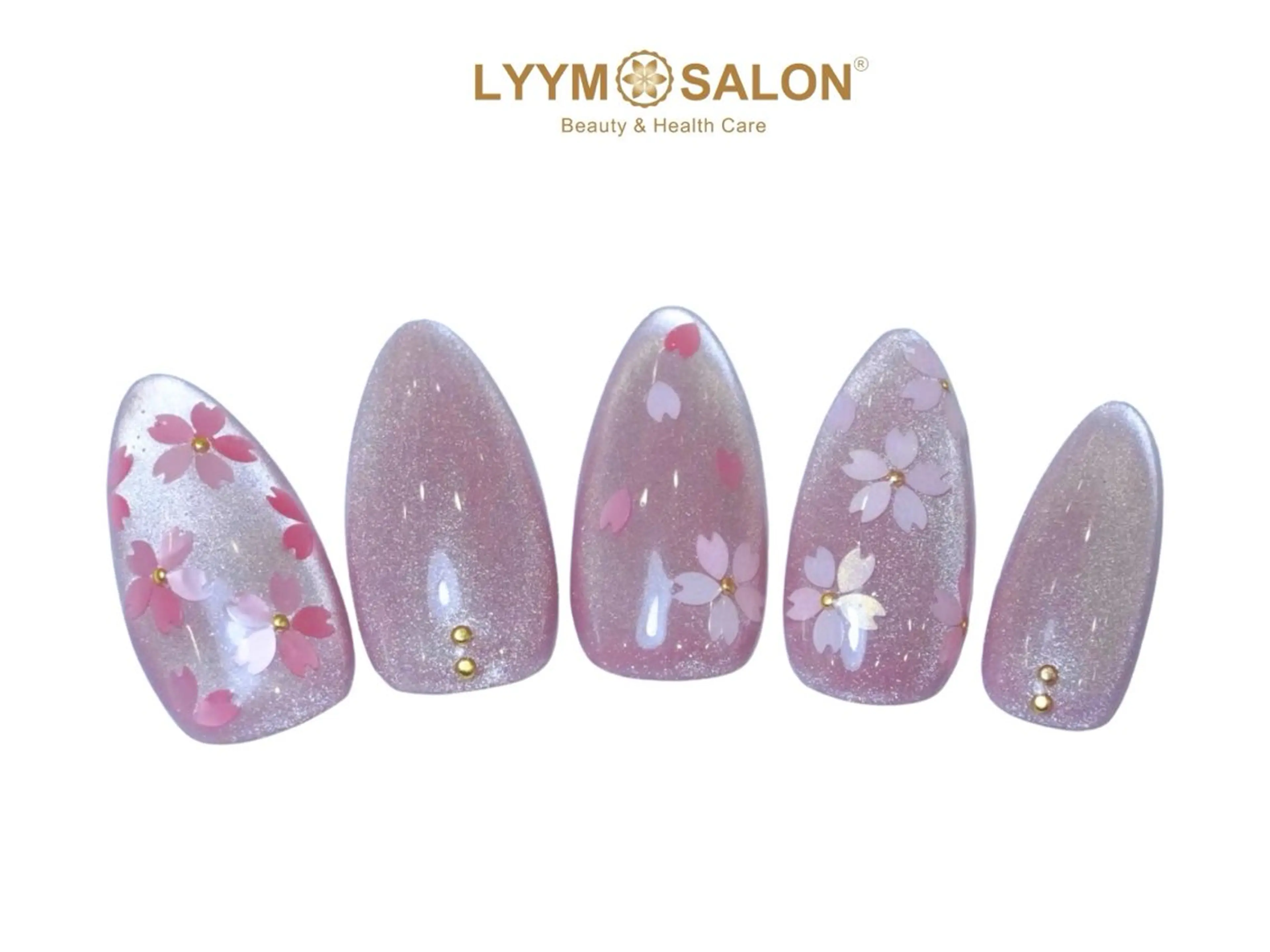 ネイル 桜ネイル フラワーネイル ホログラムネイル 韓国ネイル ラメ(グリッター) ハンドネイル LYYM Salonのネイルデザイン