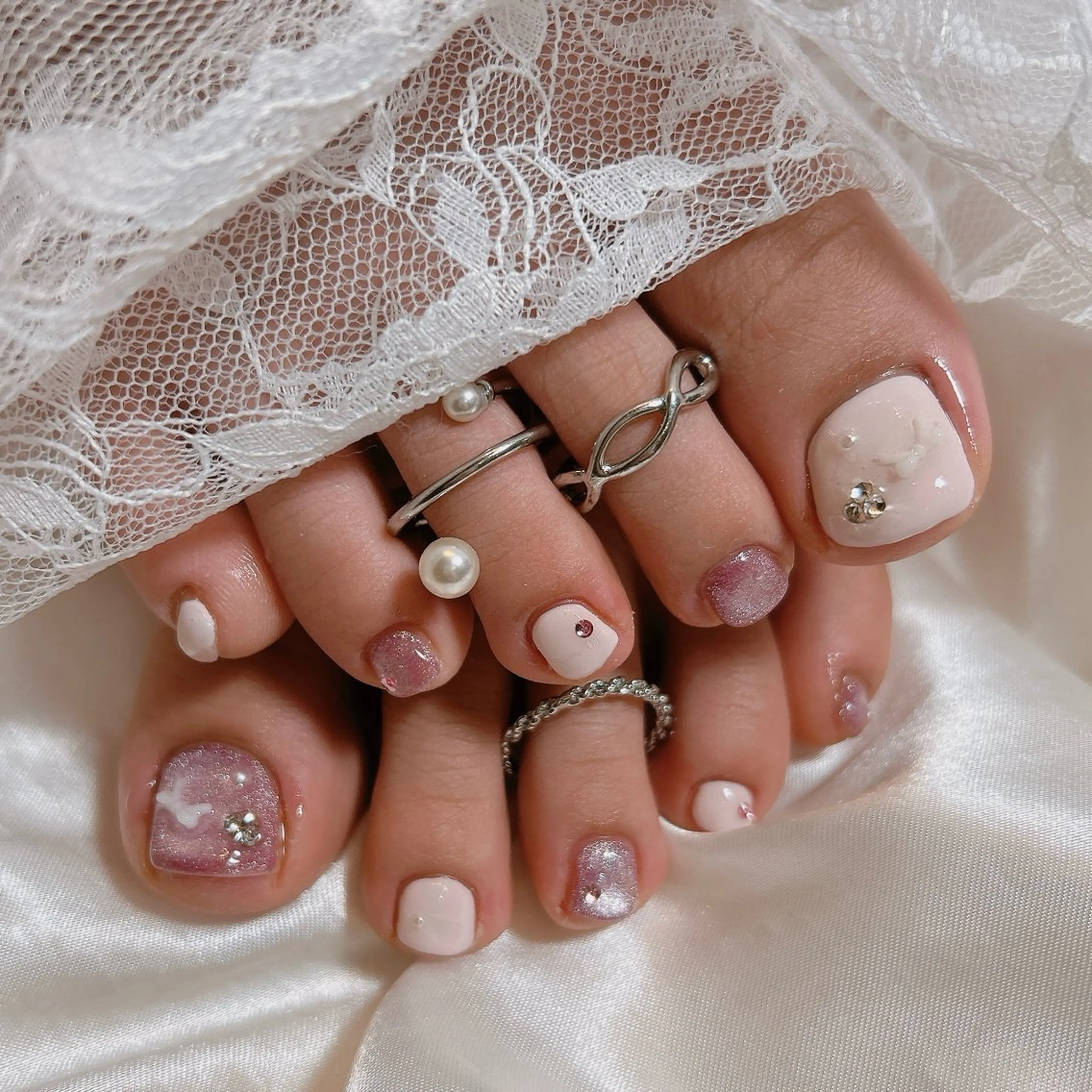 ネイル ピンク フットネイル junna 金山.東別院.上前津のネイルデザイン