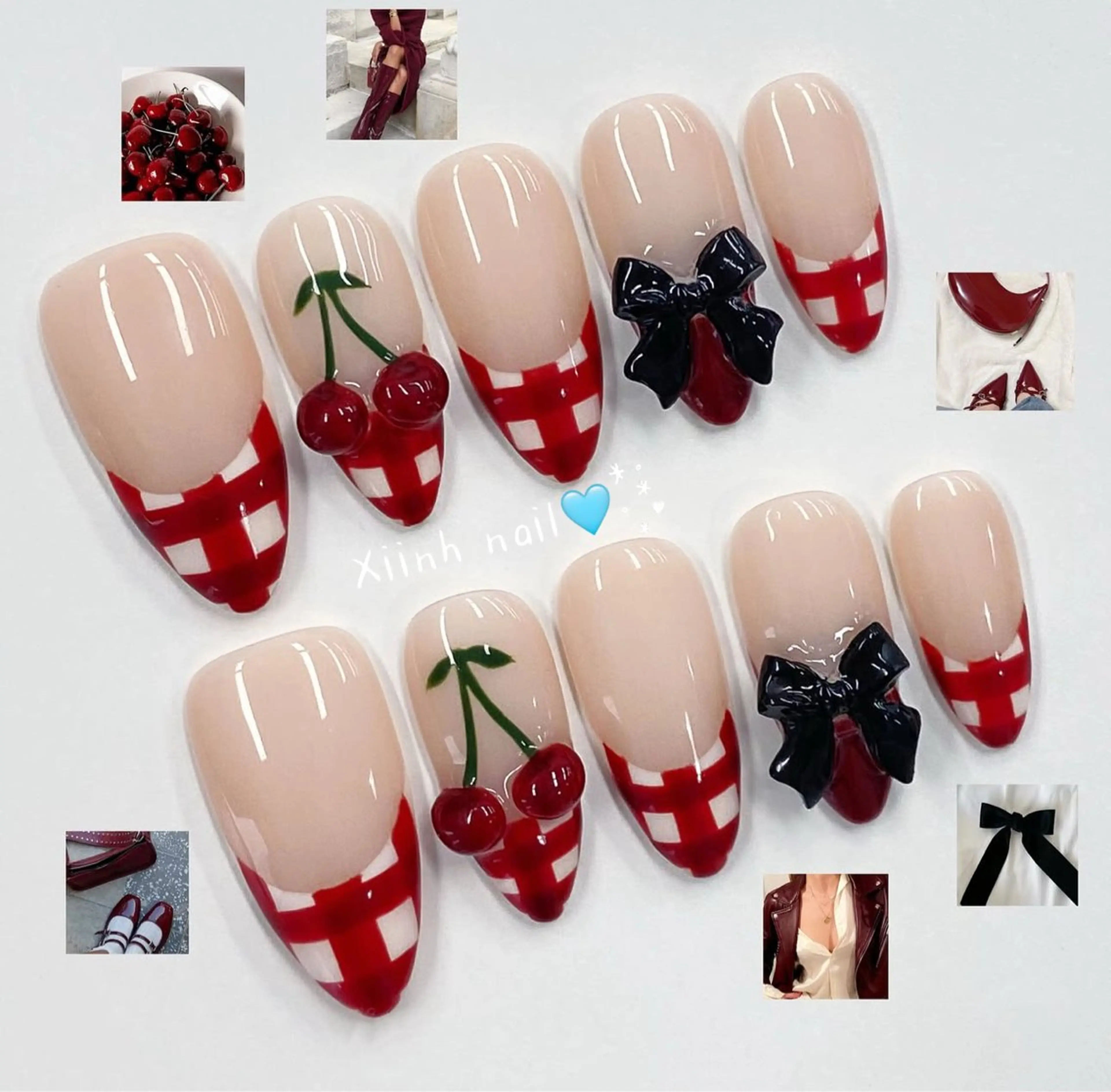 ネイル ブラウン チークネイル 桜ネイル 長さ出し フットネイル ハンドネイル XIINH NAIL SALONのネイルデザイン