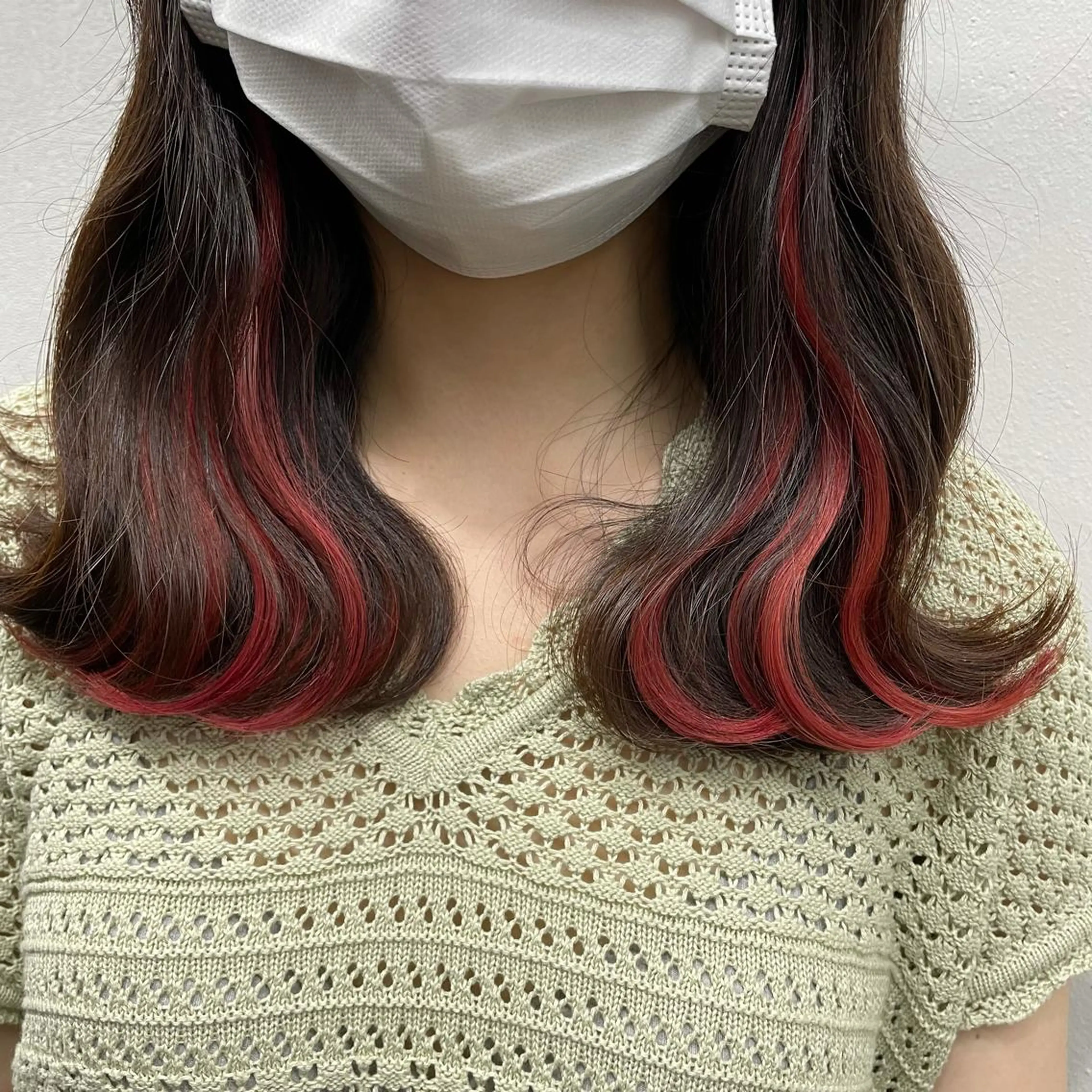 セミロング カラー シールエクステ バレイヤージュ ミストバング ダブルカラー  フェイスフレーミング ヘアカラー エクステ 🧡艶髪ちゅるん髪 🫧🧡YUKI❄️のヘアスタイル