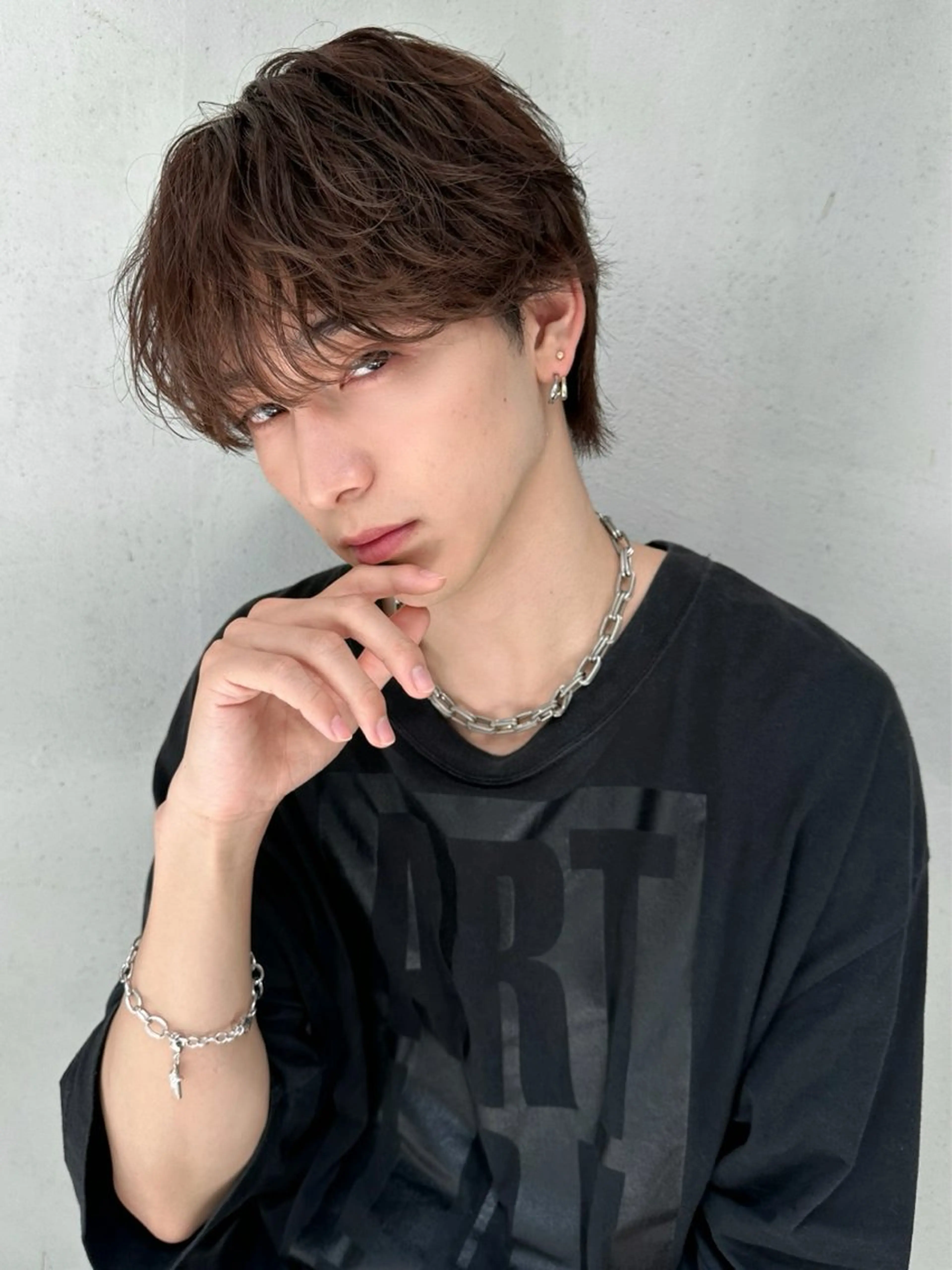 ショート カラー メンズ マッシュ メンズウルフカット ブラウンカラー ナチュラルブラウン ウルフカット メンズ特化 🦋KANOKO🦋のヘアスタイル