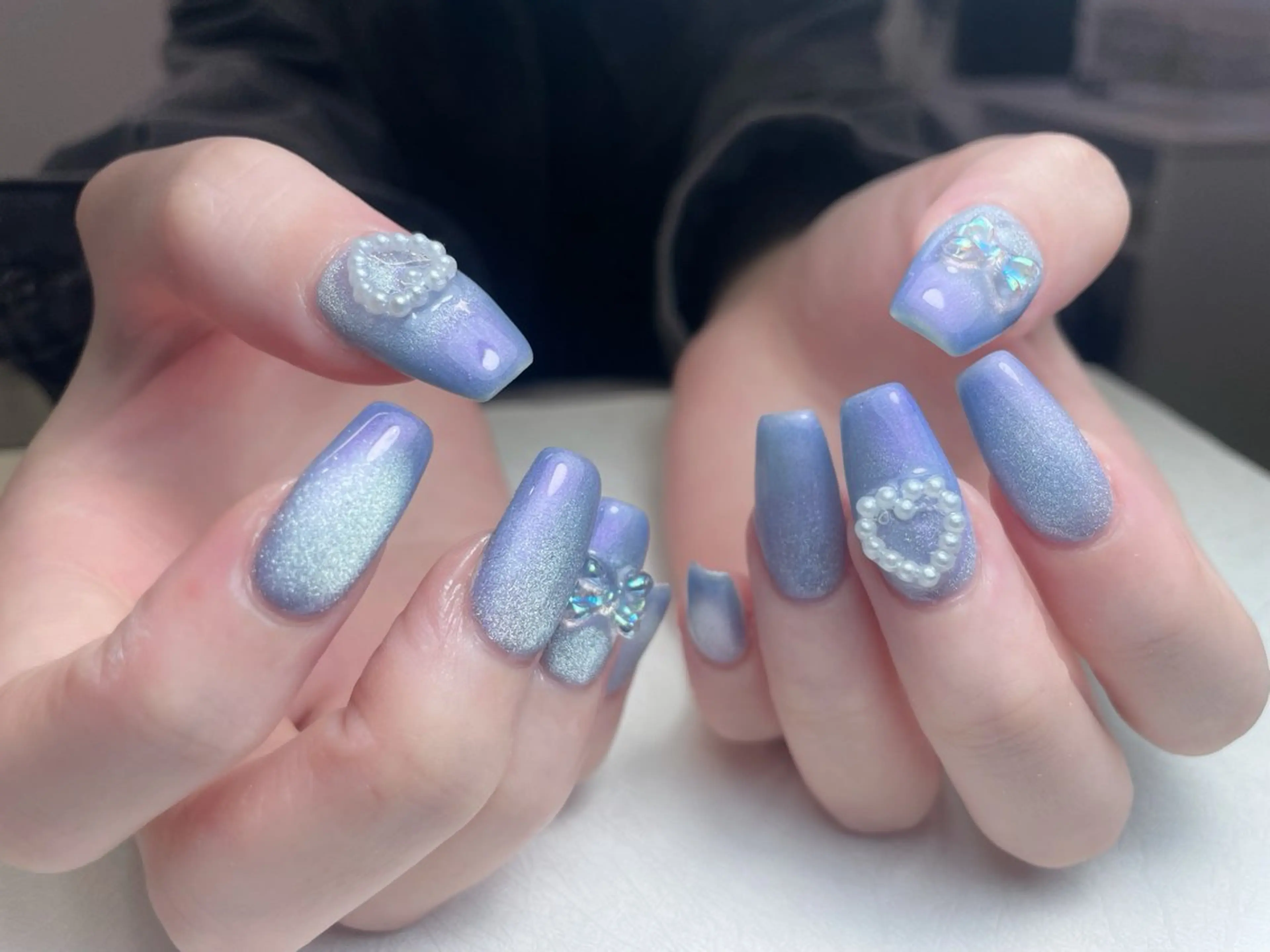 ネイル アートネイル オーロラネイル 長さ出し フットネイル フレンチネイル 中野駅から2分 MEO NAILのネイルデザイン