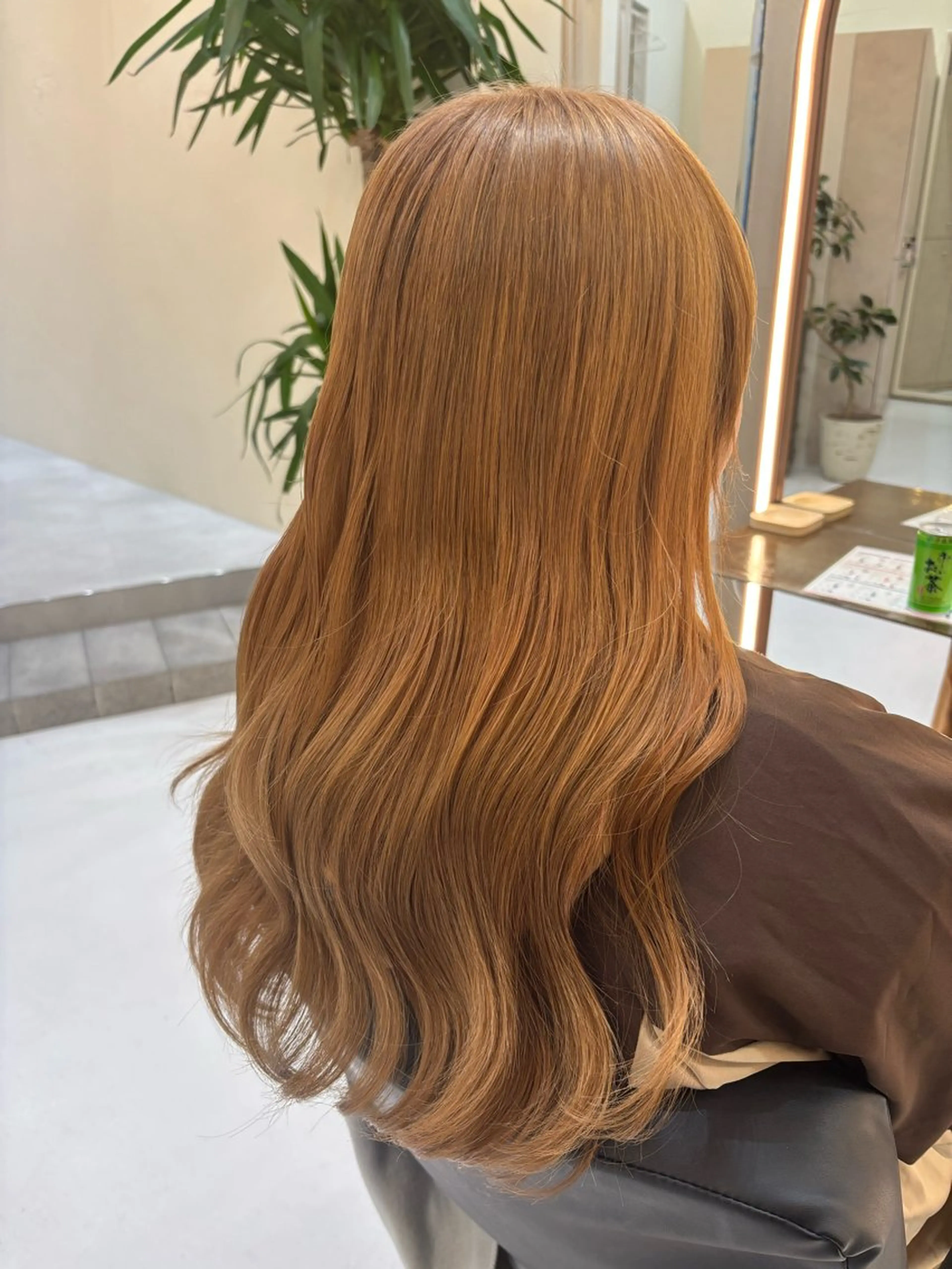 ロング カラー 黒髪 ブリーチ ブラウンカラー モカブラウン 縮毛矯正 ヘアカラー 丸山 比奈のヘアスタイル