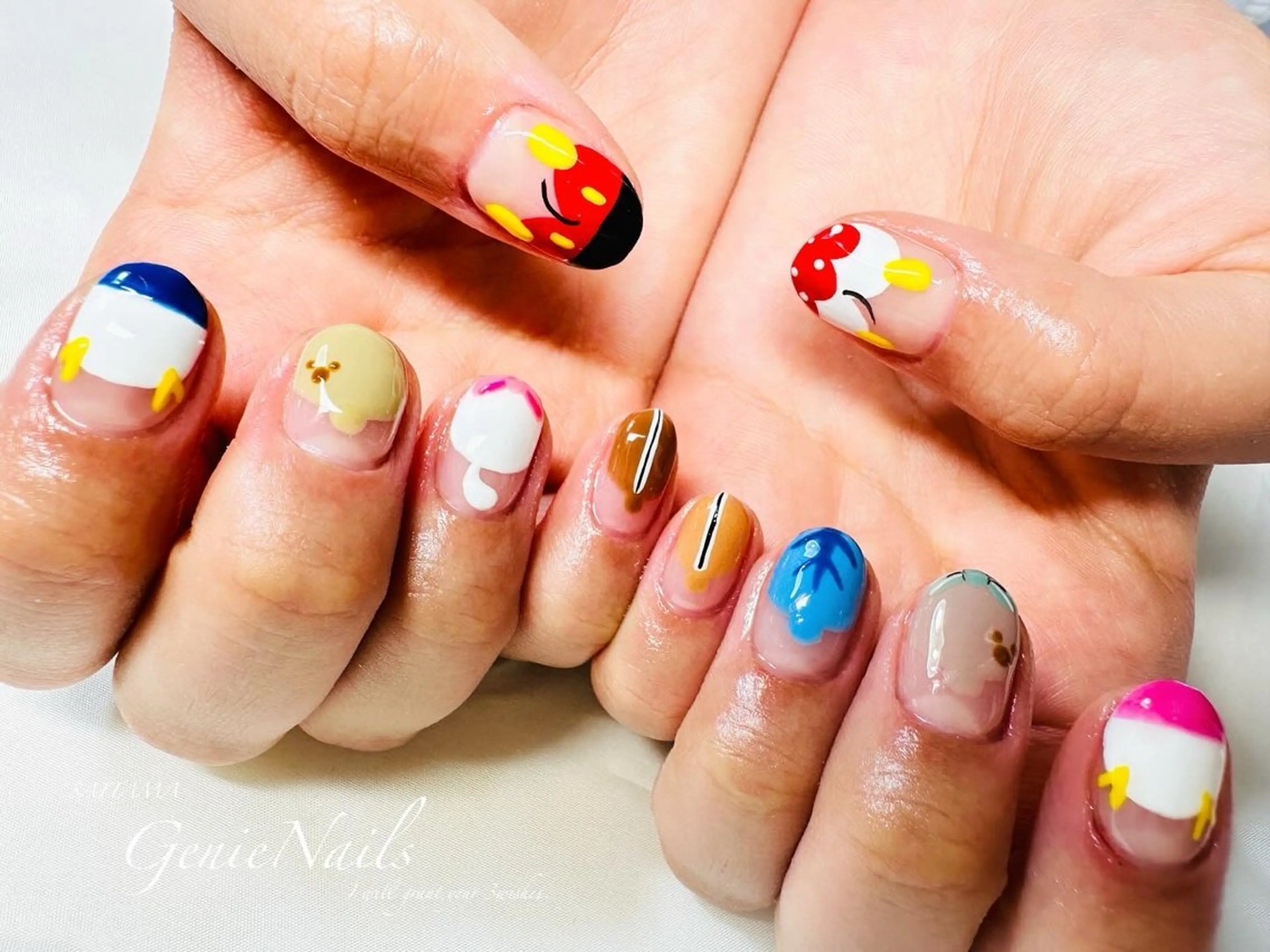 メンズ ネイル アートネイル 長さ出し ロングネイル 持ち込み 春ネイル Genie Nailsのネイルデザイン