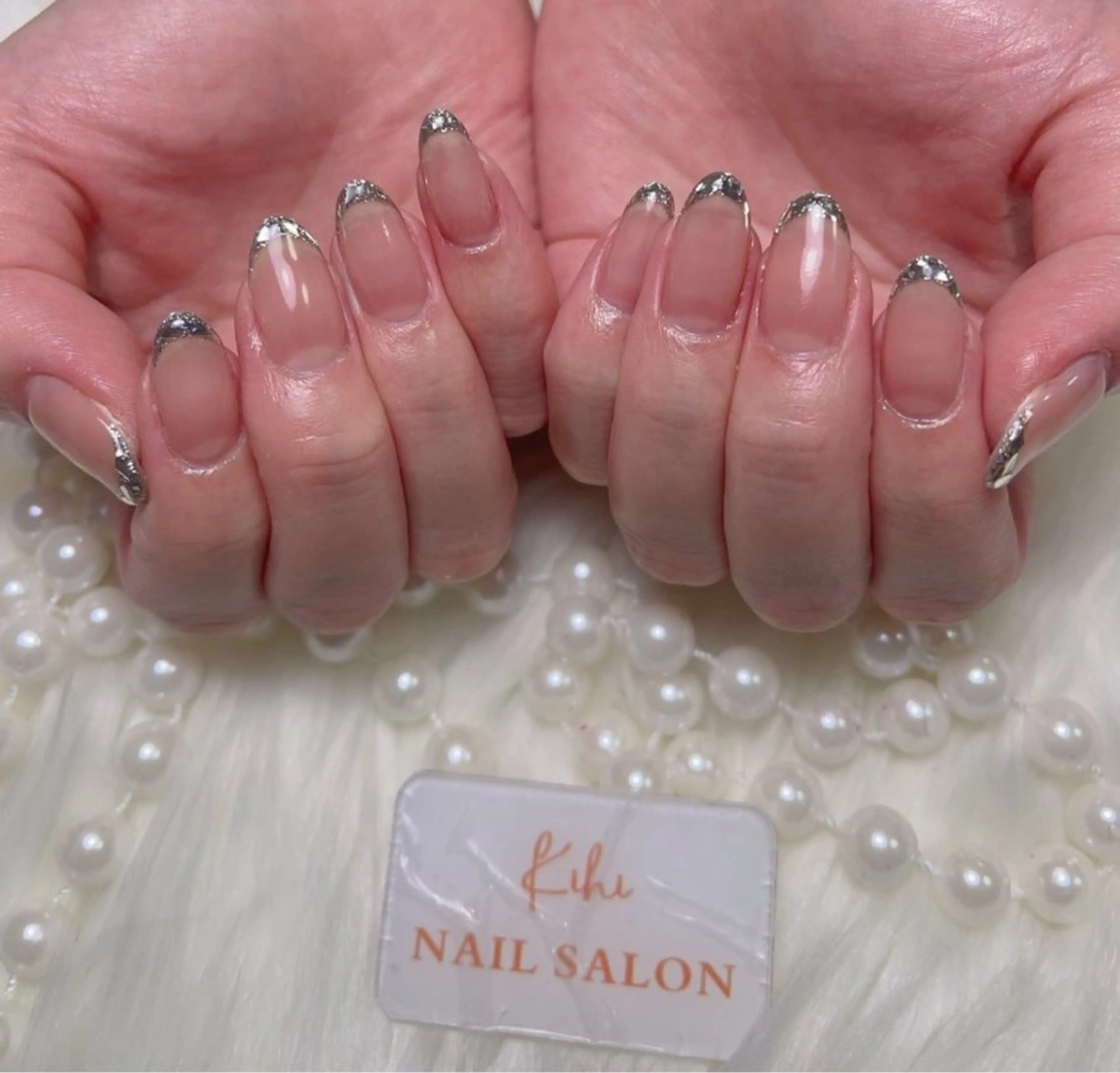 ネイル フレンチネイル ガラスフレンチ 福島 みきのネイルデザイン