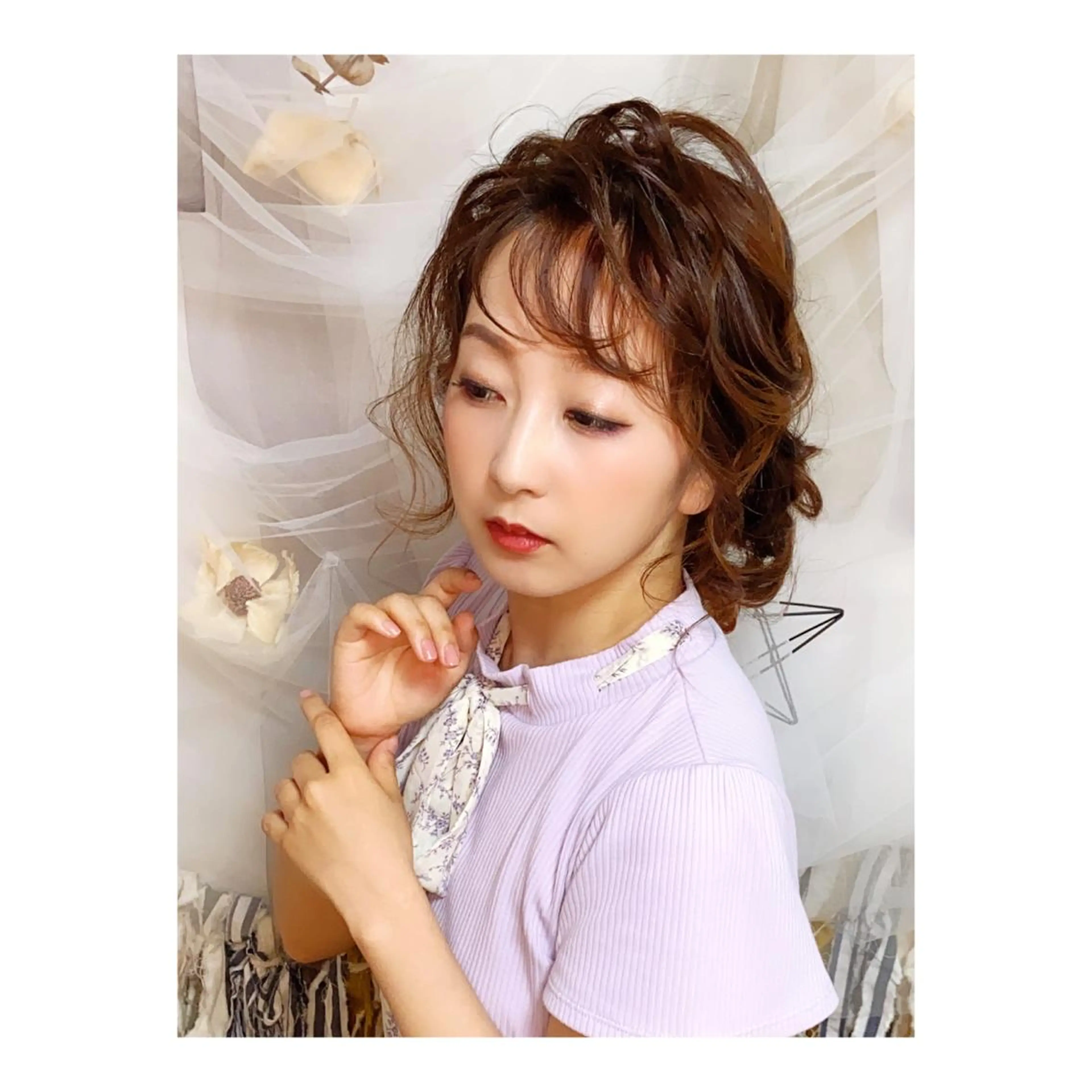 ミディアム ヘアアレンジ ヘアアンドメイクムタ 新居のヘアスタイル