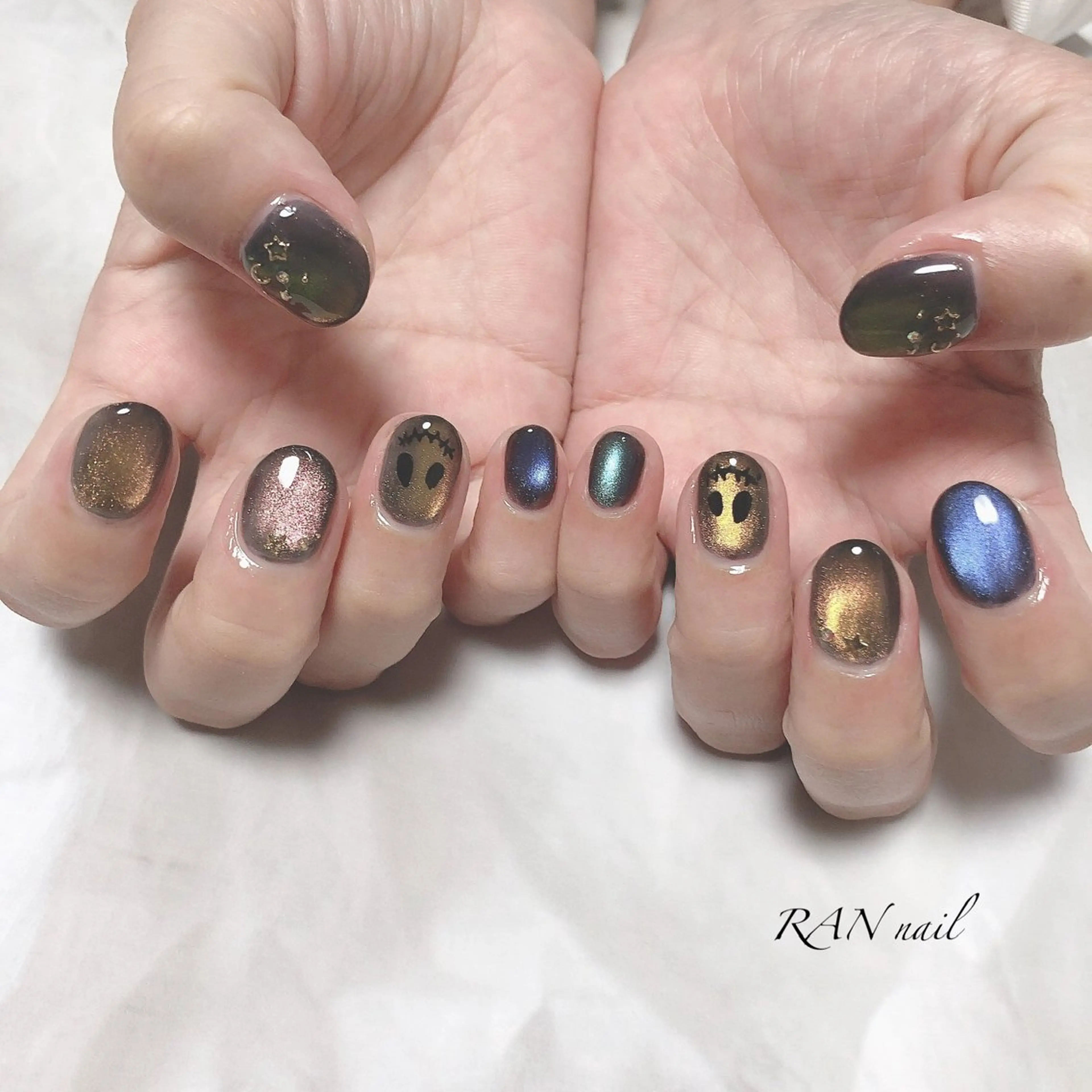 ネイル ジェルネイル ハロウィン マグネットネイル ハンドネイル フットネイル RAN nailのネイルデザイン