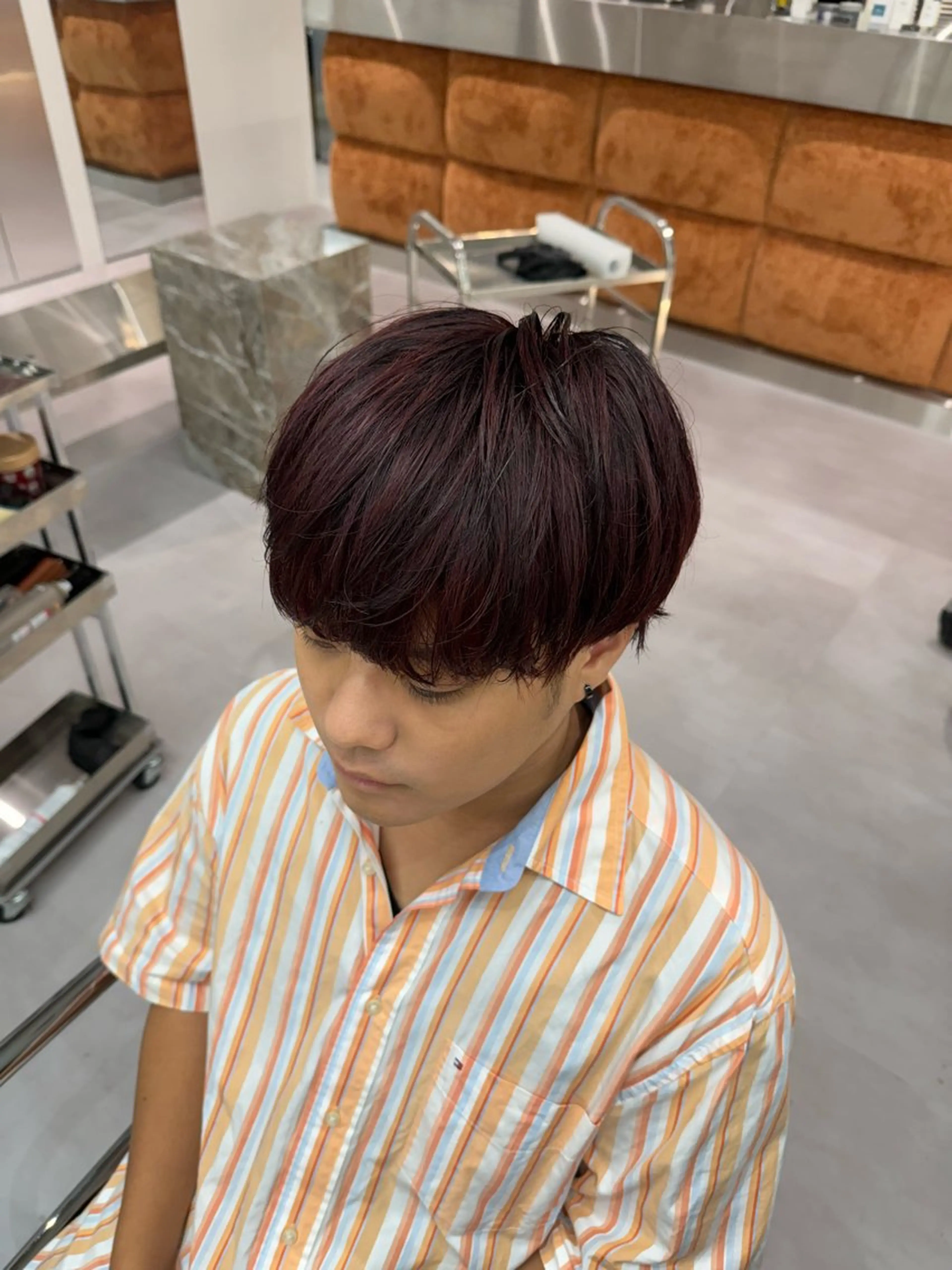 カラー メンズ レッドカラー ブリーチ/パーマ特化 片平和寿のヘアスタイル