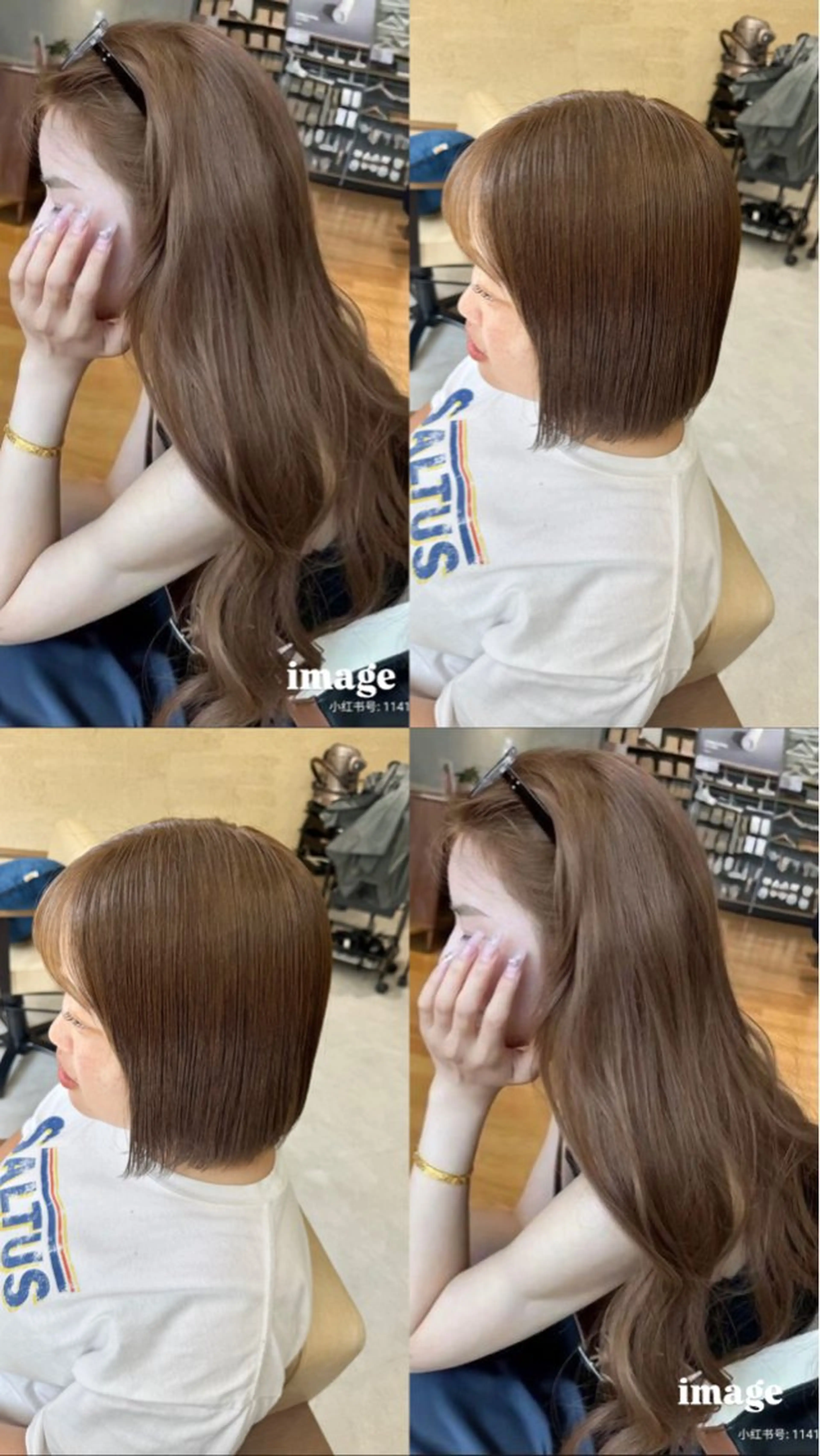 ミディアム カラー ベージュカラー ブリーチ 透明感カラー ダブルカラー ブリーチなしカラー ヘアカラー トリートメント Ouka/Wカラー/ 大人艶カラーのヘアスタイル