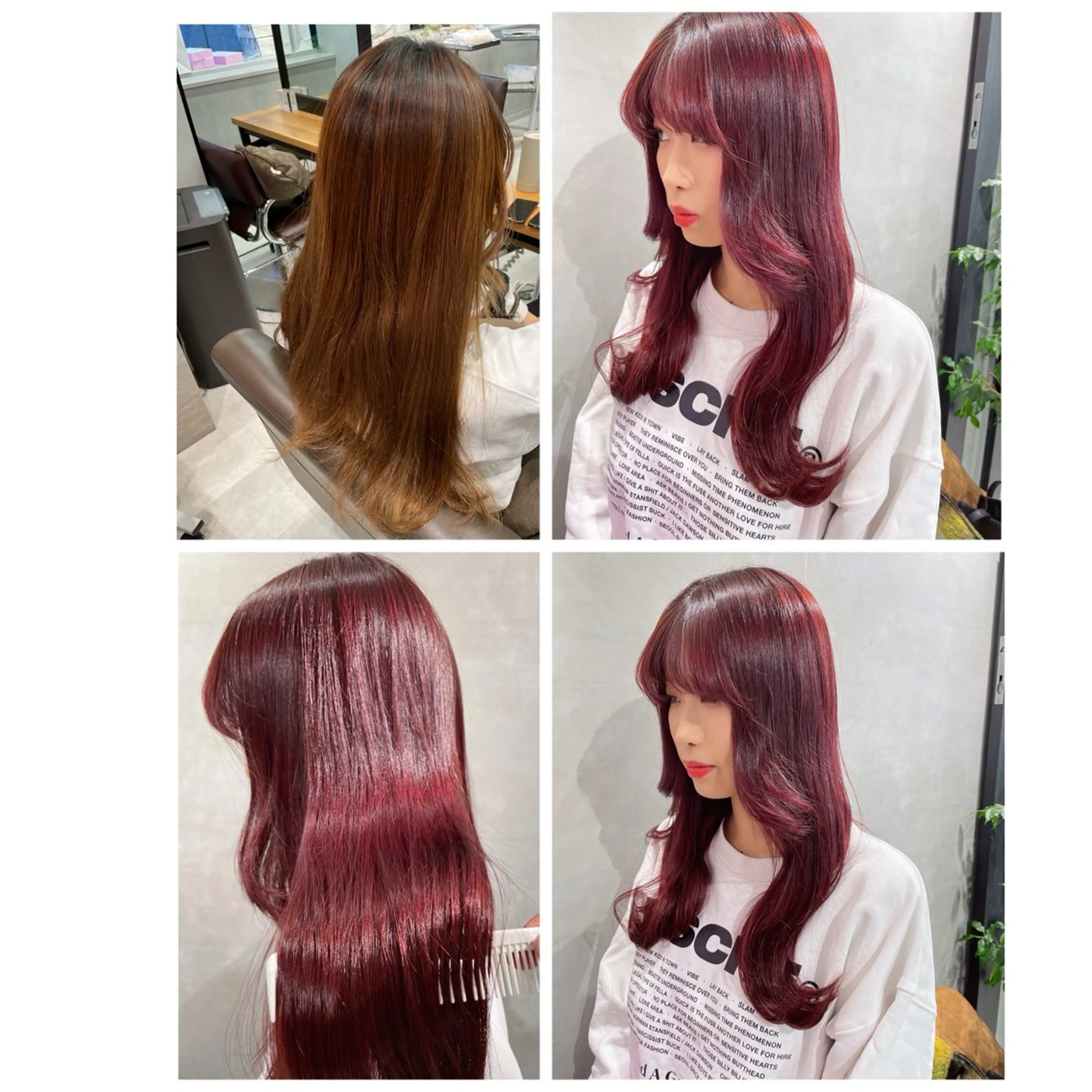 ロング カラー ブリーチ レッドカラー 韓国風ヘア メンズ縮毛矯正 ブリーチカラー/まやのヘアスタイル