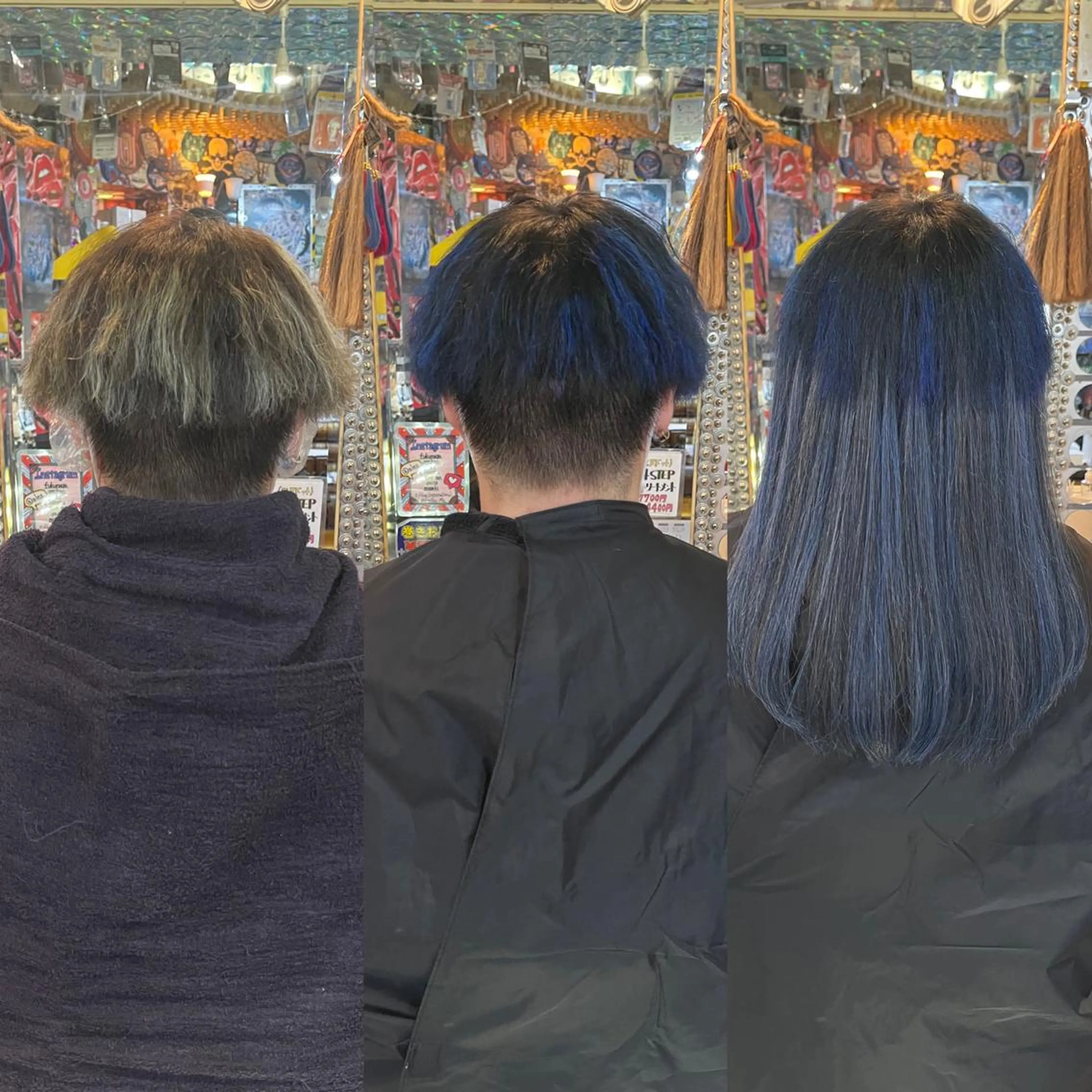 ショート カラー ヘアアレンジ 黒髪 ブルーカラー ブルーブラック エクステ ウルフカット 🌈派手髪エクステ ブレイズ🌈ひろとのヘアスタイル