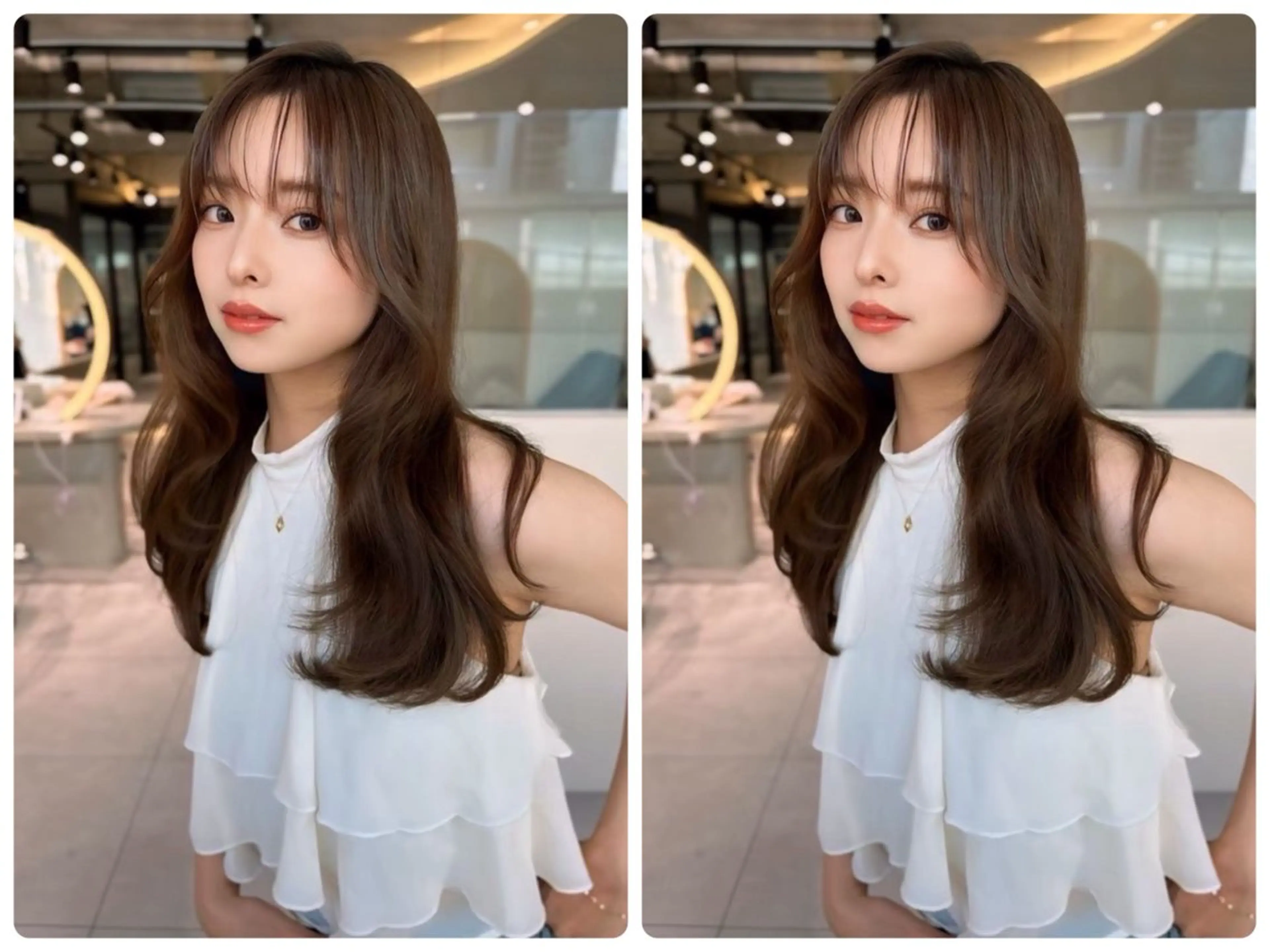 セミロング カラー 透明感カラー 顔まわりレイヤー 髪質改善 レイヤーカット ローレイヤー カット ヘアカラー トリートメント ✨レイヤー/韓国 /✨ヘア山下　遥のヘアスタイル
