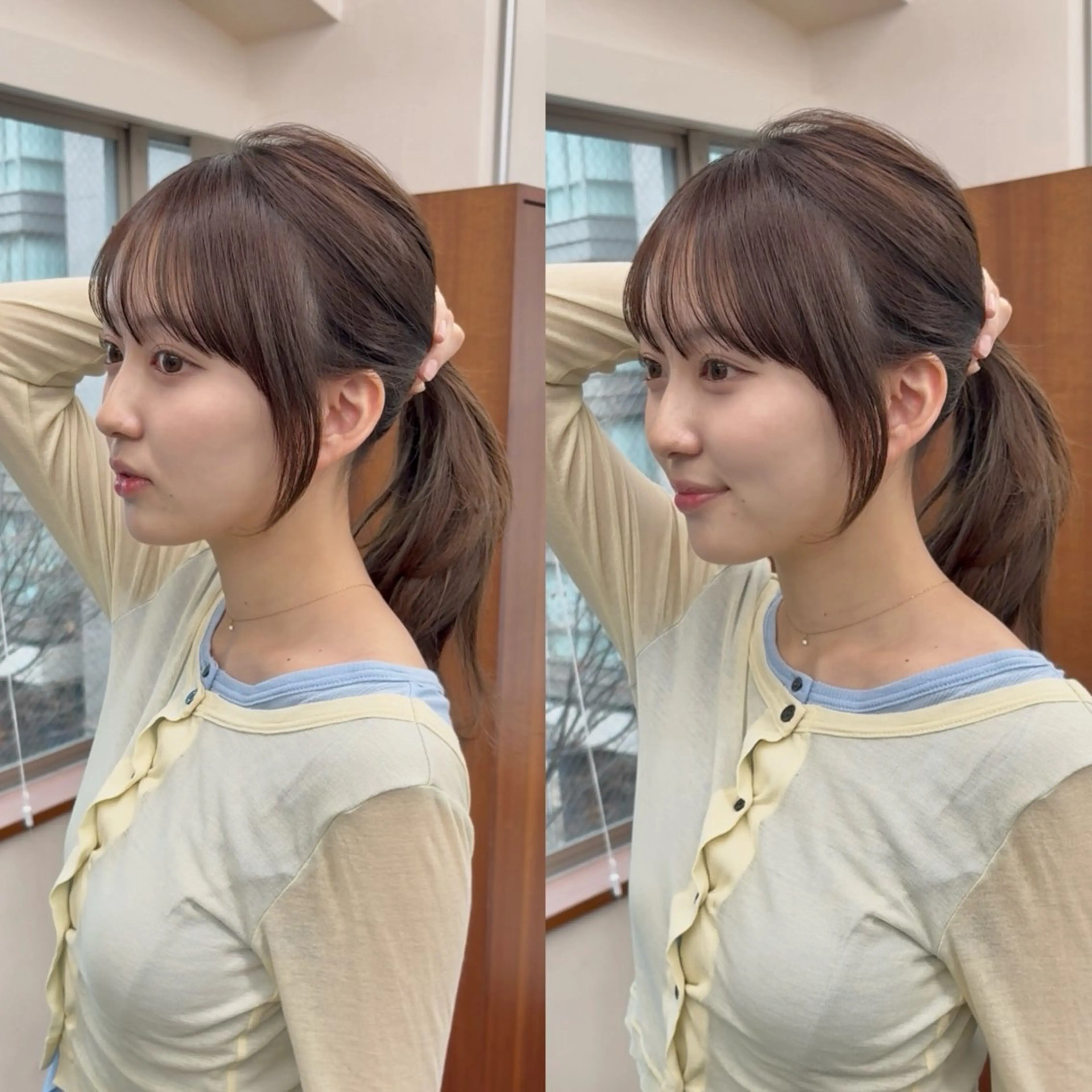 ミディアム カット ヘアカラー トリートメント 透明感カラー/顔周り カット/ののか💞のヘアスタイル