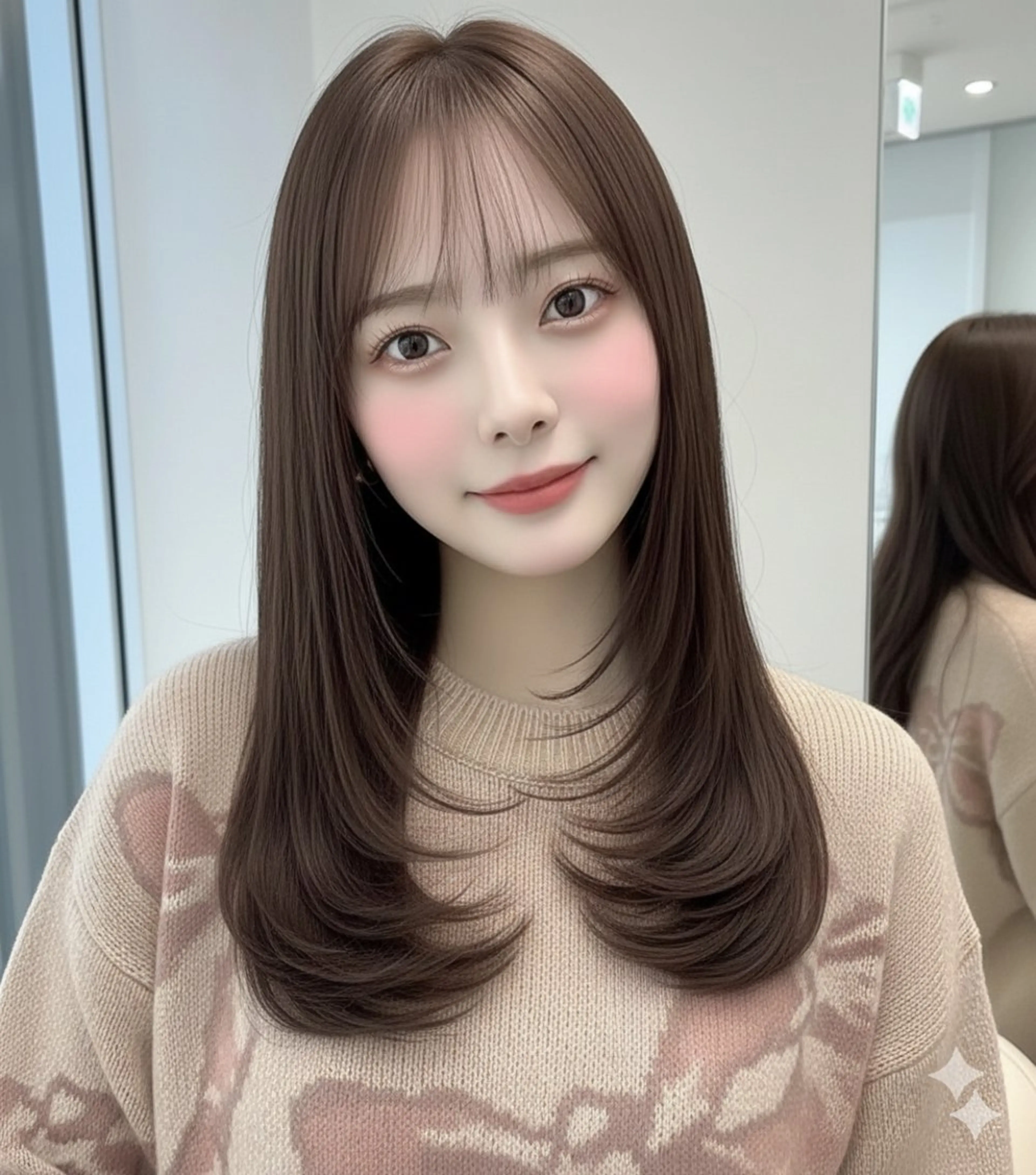 ロング カラー レイヤーカット 小顔カット momo🍑/顔周り カット指名No.1のヘアスタイル