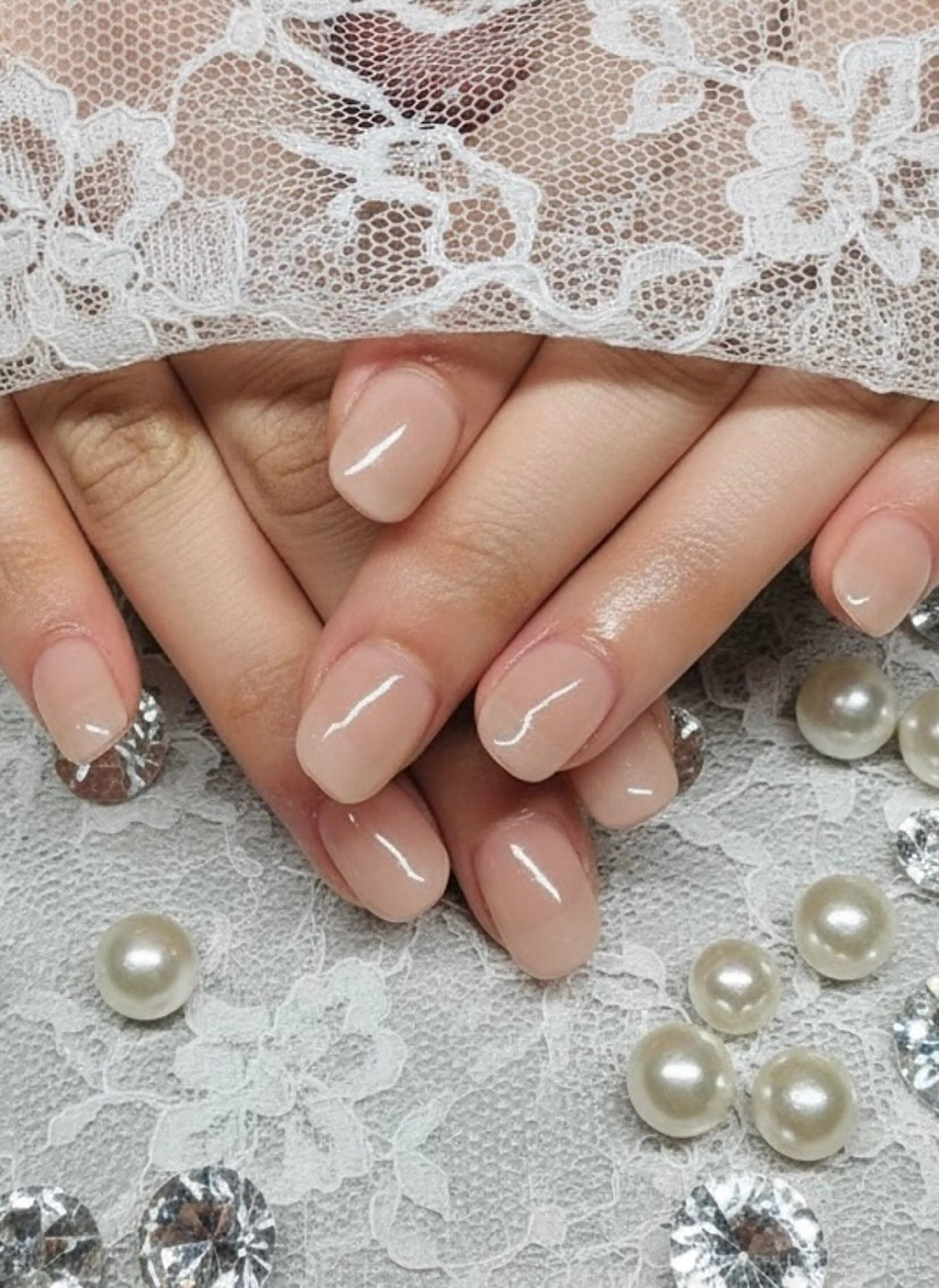 ネイル ピンク ピンクベージュ ショートネイル ハンドネイル UNABOMBA (24時間営業)のネイルデザイン