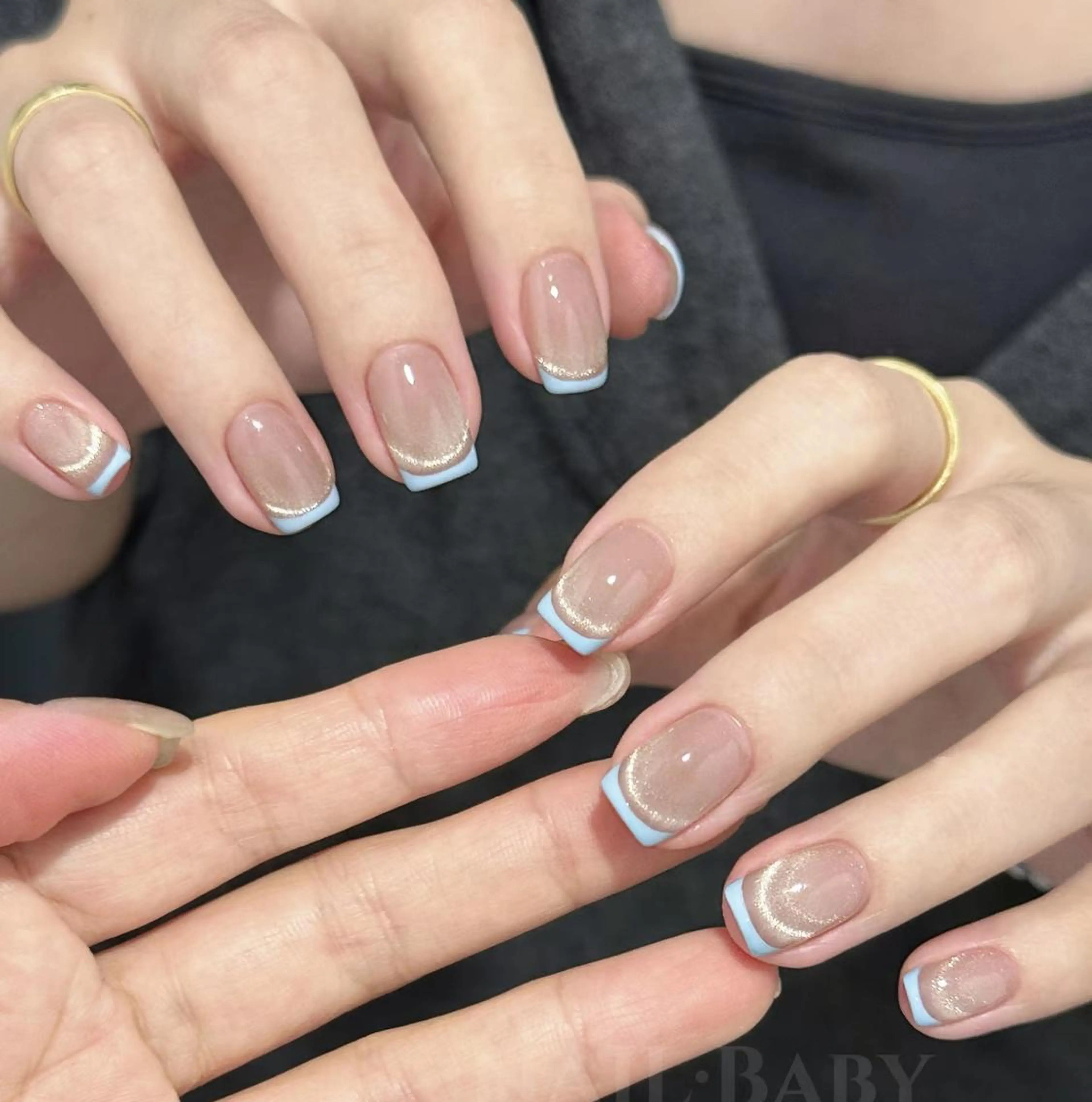 ネイル フレンチネイル マグネットネイル 小 羽のネイルデザイン