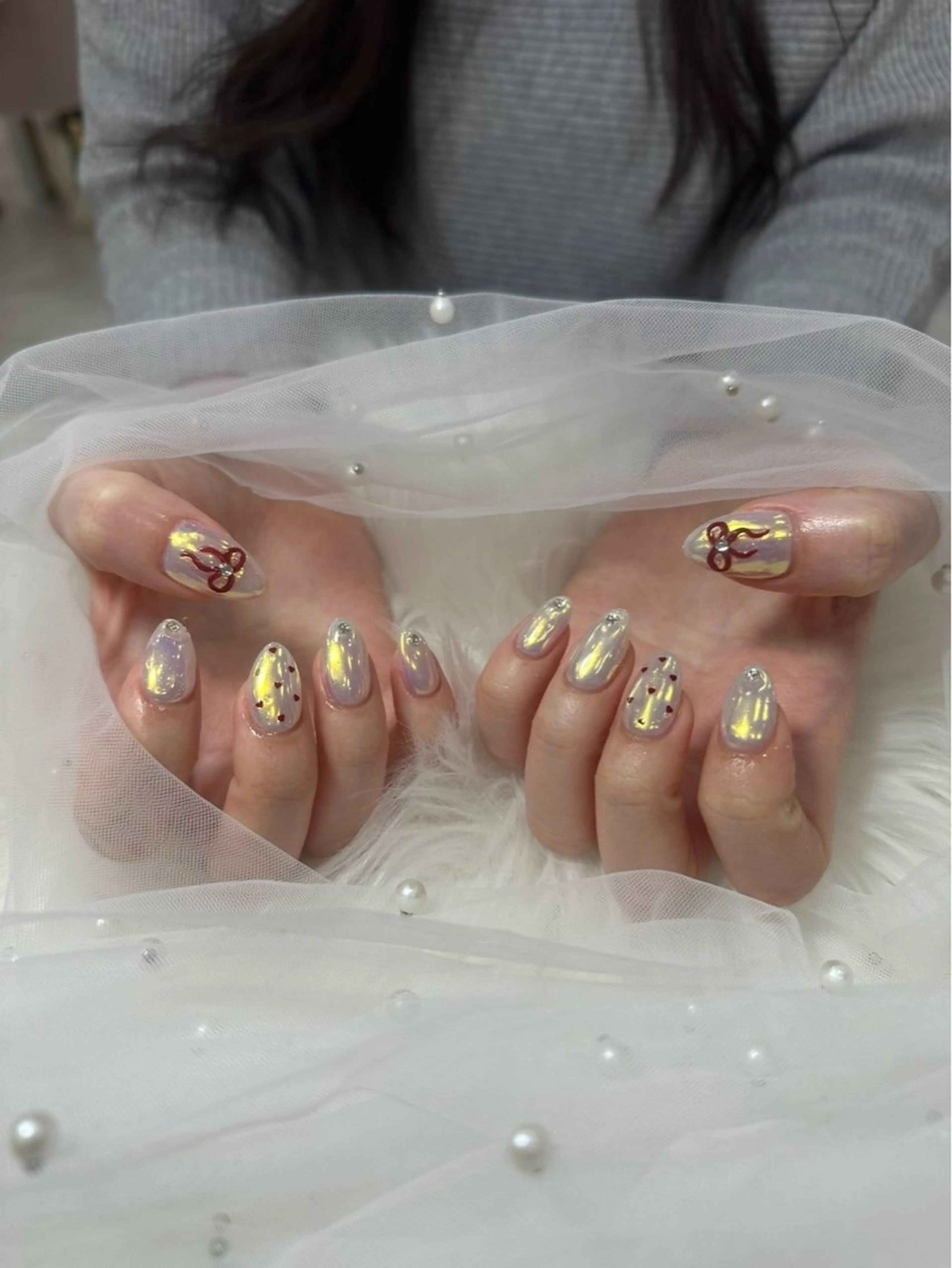 ネイル 長さ出し フットネイル ジェルネイル 韓国ネイル マグネットネイル #Amin nail salonのネイルデザイン