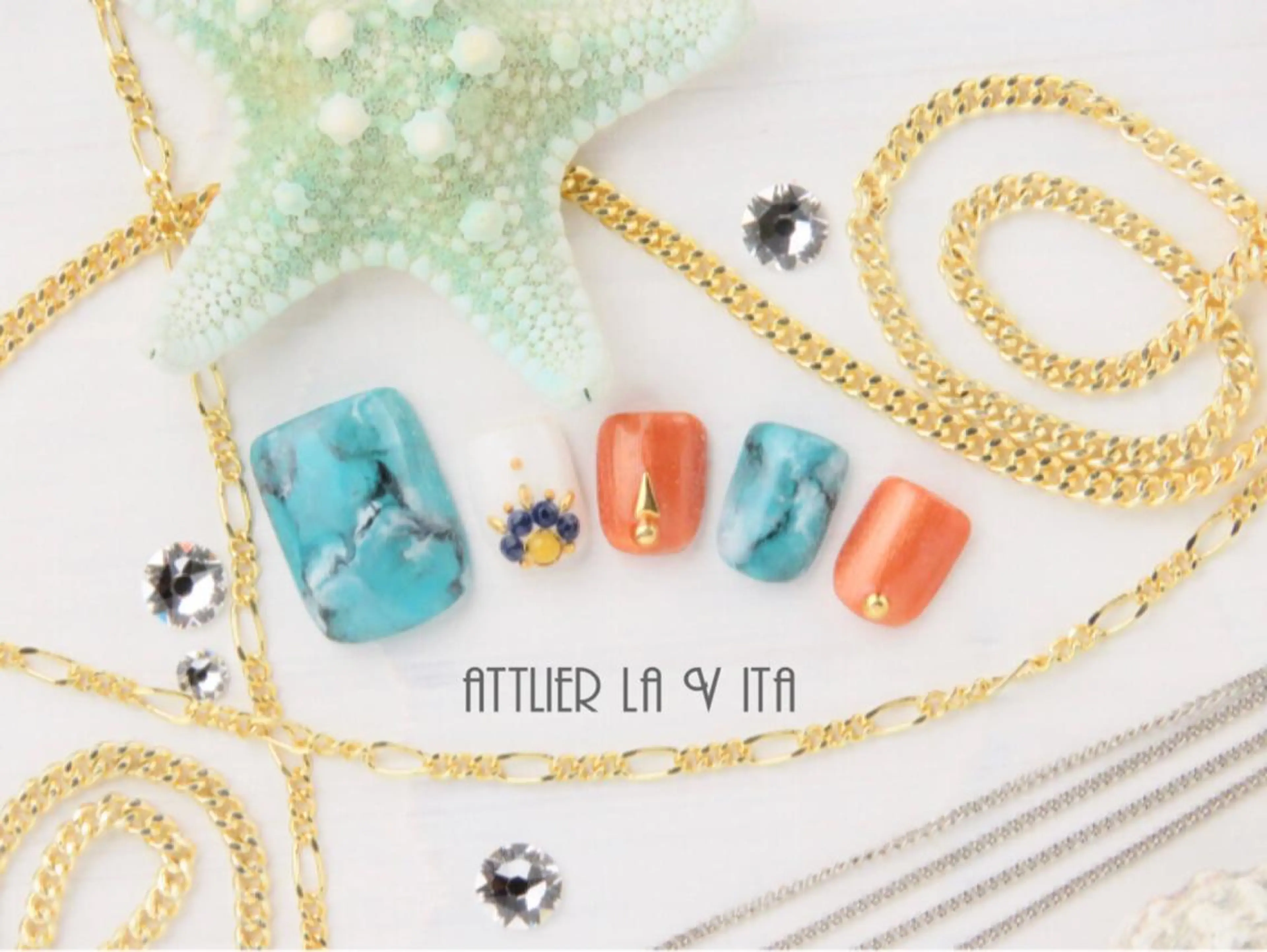 ネイル アートネイル 大理石ネイル(マーブル) ストーンネイル フットネイル atelier la vita所属・lavita. mimuraのネイルデザイン