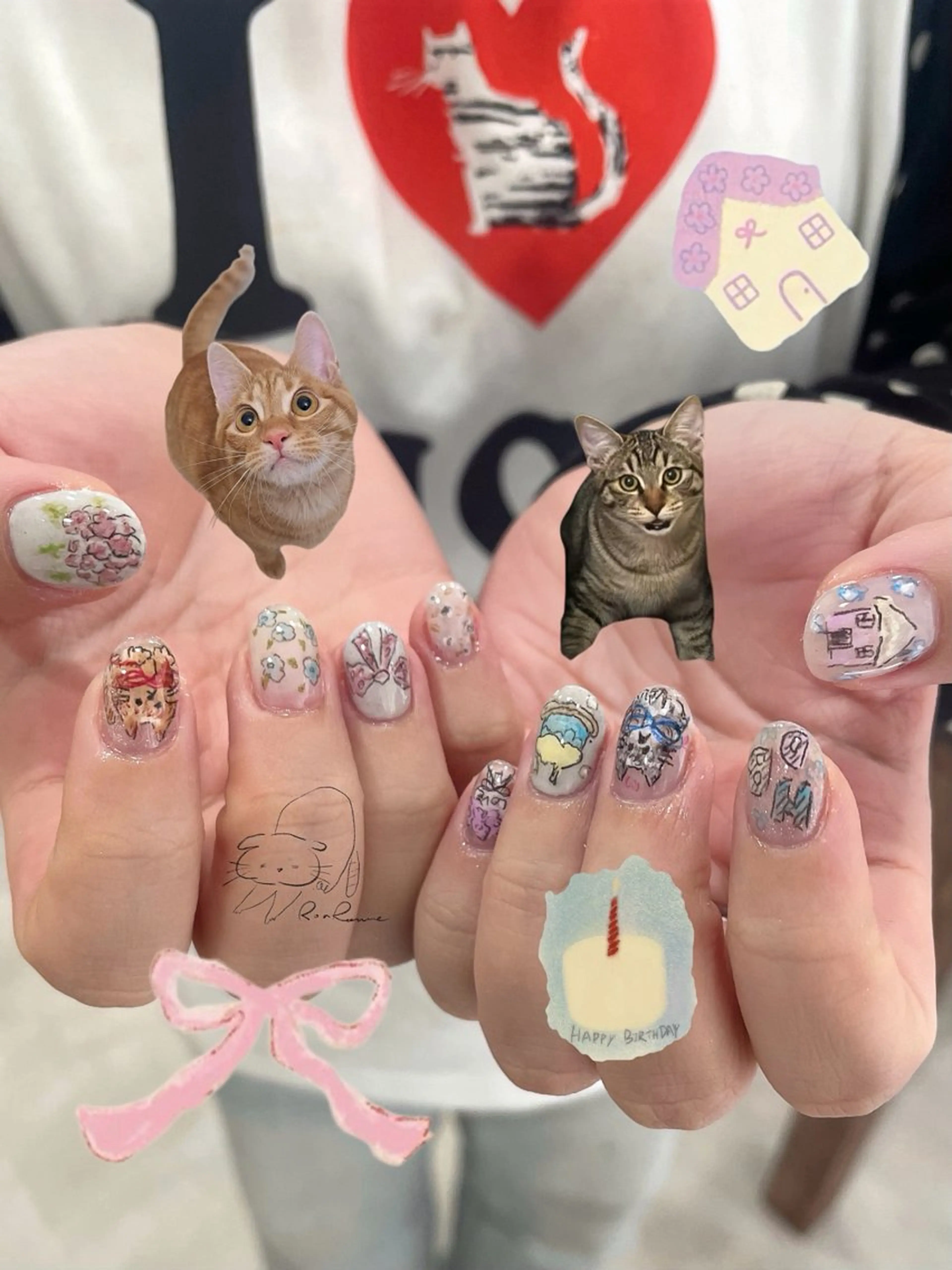 ネイル オーロラネイル 長さ出し フレンチネイル ジェルネイル ミラーネイル ハンドネイル ronronne .のネイルデザイン