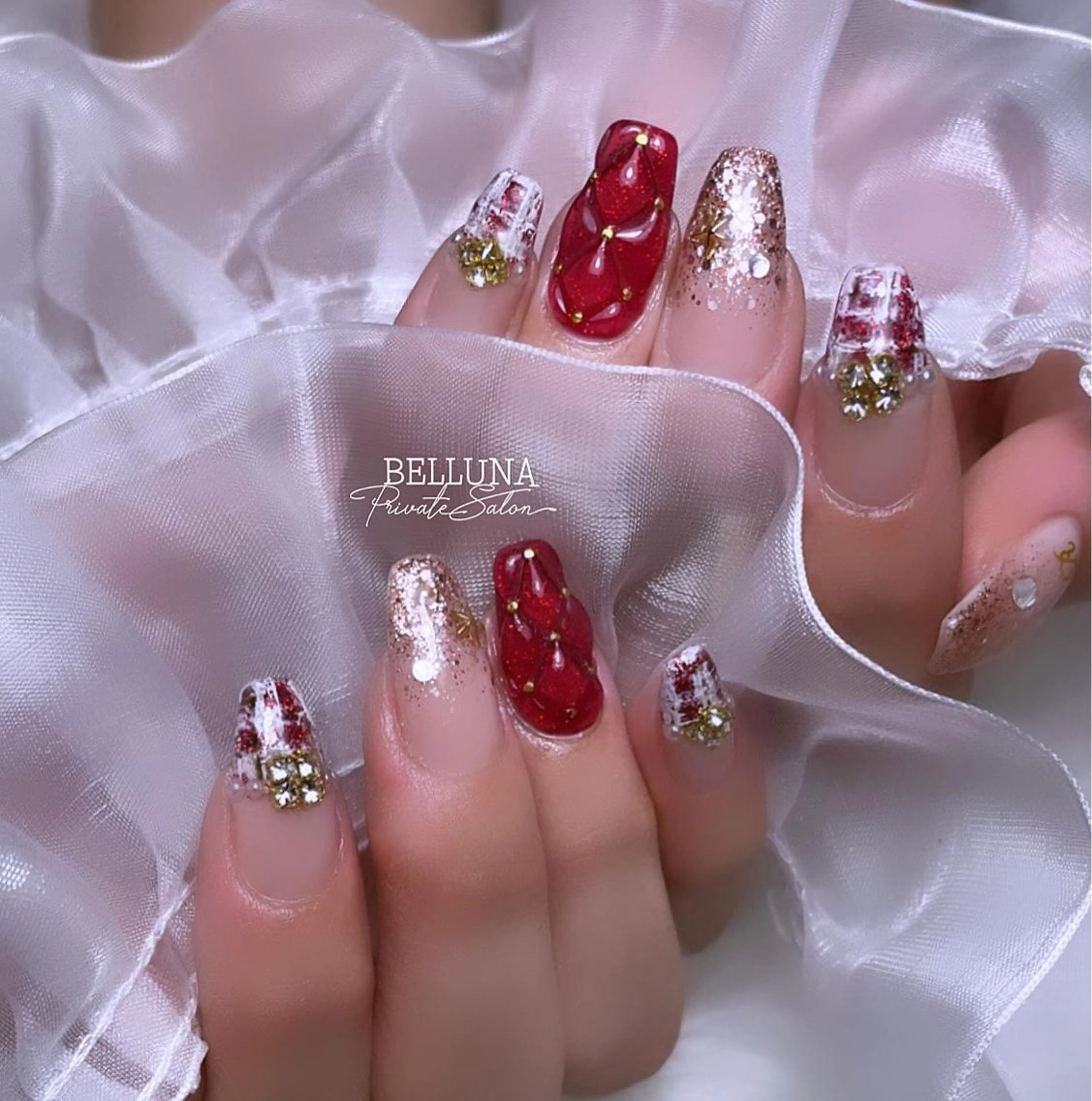 ロング ネイル BELLUNA Mizuki❤︎のネイルデザイン