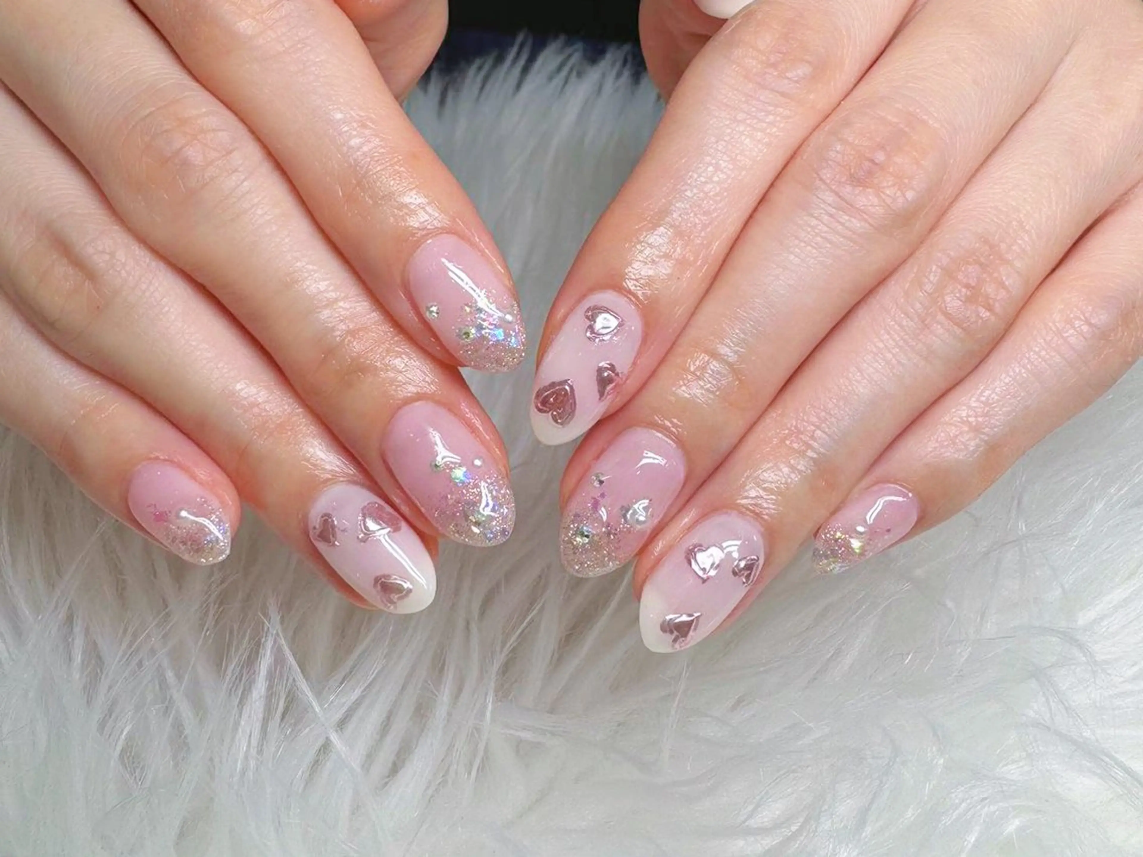 ネイル オーロラネイル フレンチネイル 韓国ネイル スカルプネイル 春ネイル hami nailのネイルデザイン