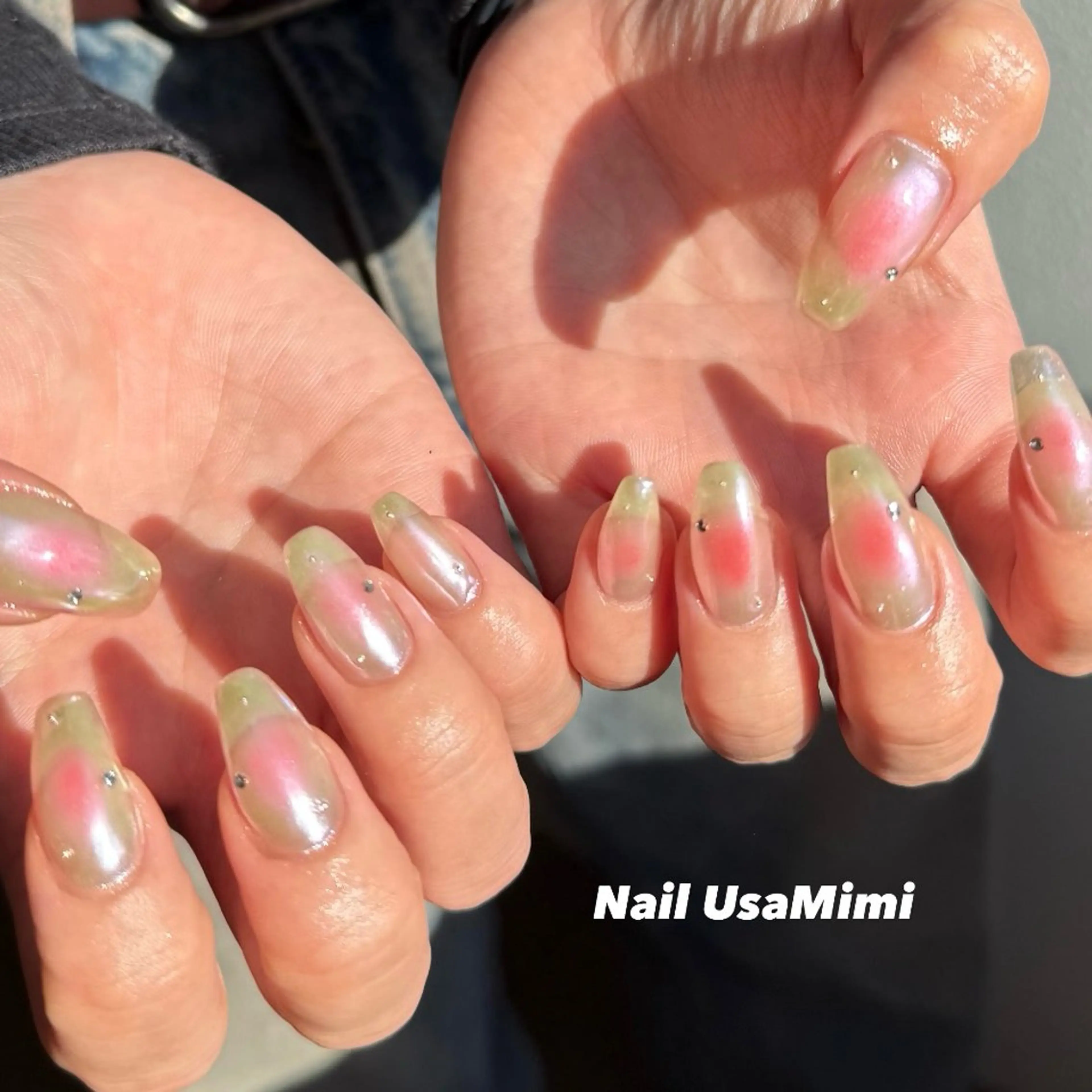 ネイル フットネイル フレンチネイル ジェルネイル ガラスフレンチ マグネットネイル ハンドネイル 本町ネイルNail UsaMimiのネイルデザイン