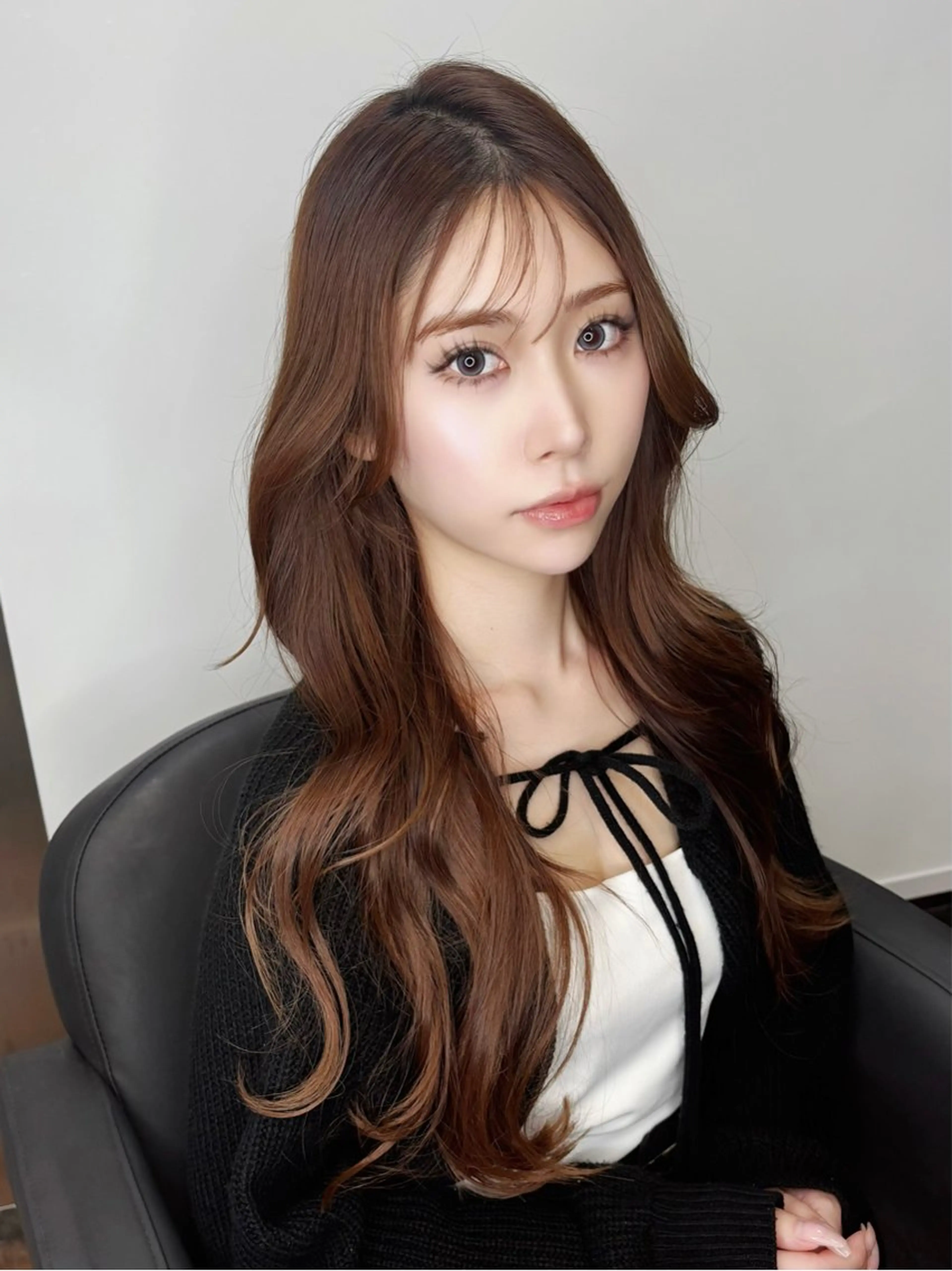 ロング ワンホンヘア ヘアカラー こもも/ワンホン/ 韓国/髪質改善のヘアスタイル