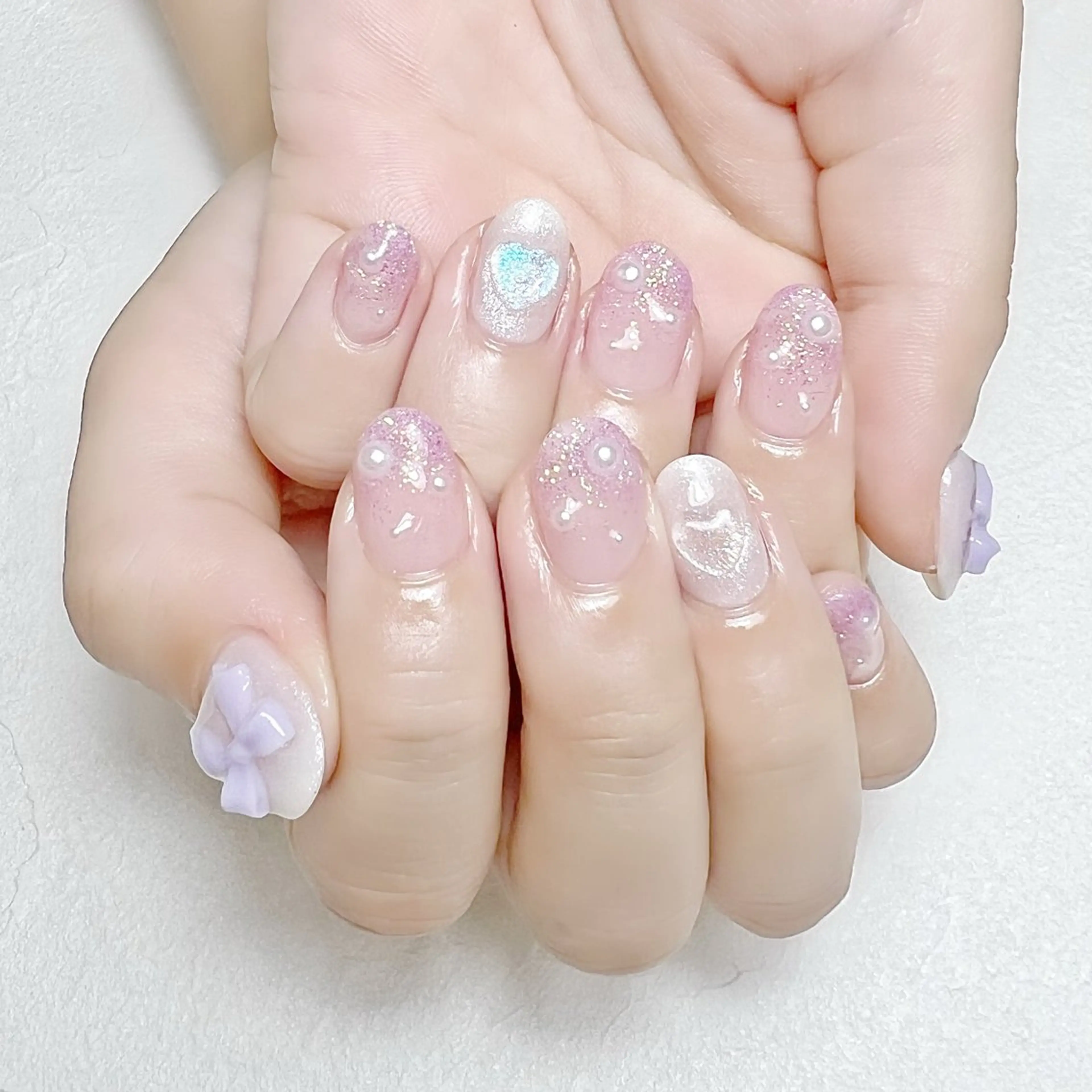ネイル アートネイル ガーリー グラデーション ラメ(グリッター) パープル rouse nail RISATOのネイルデザイン