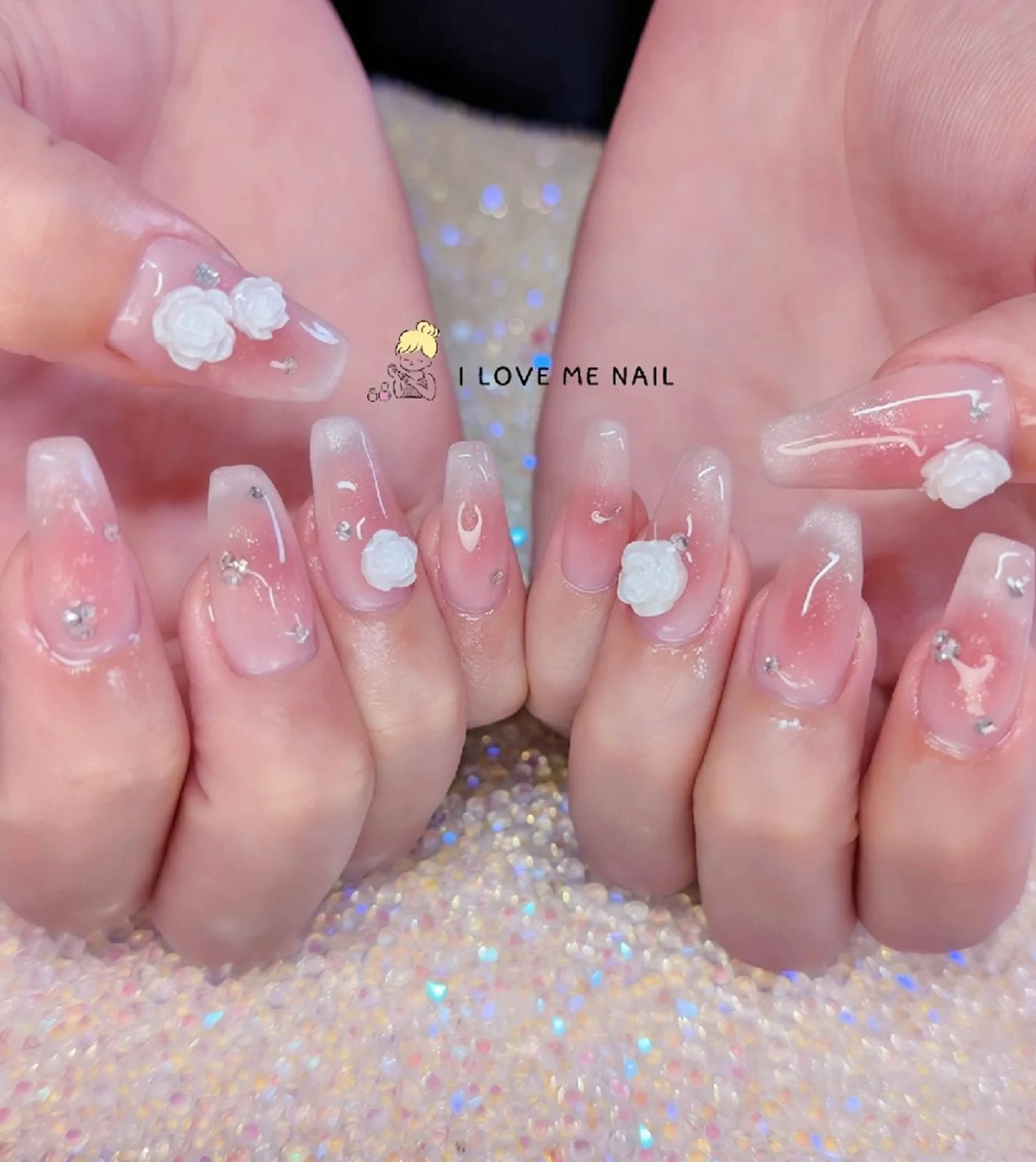ネイル 長さ出し ハート 韓国ネイル マグネットネイル ニュアンスネイル I LOVE ME NAIL.｡.:*♡のネイルデザイン