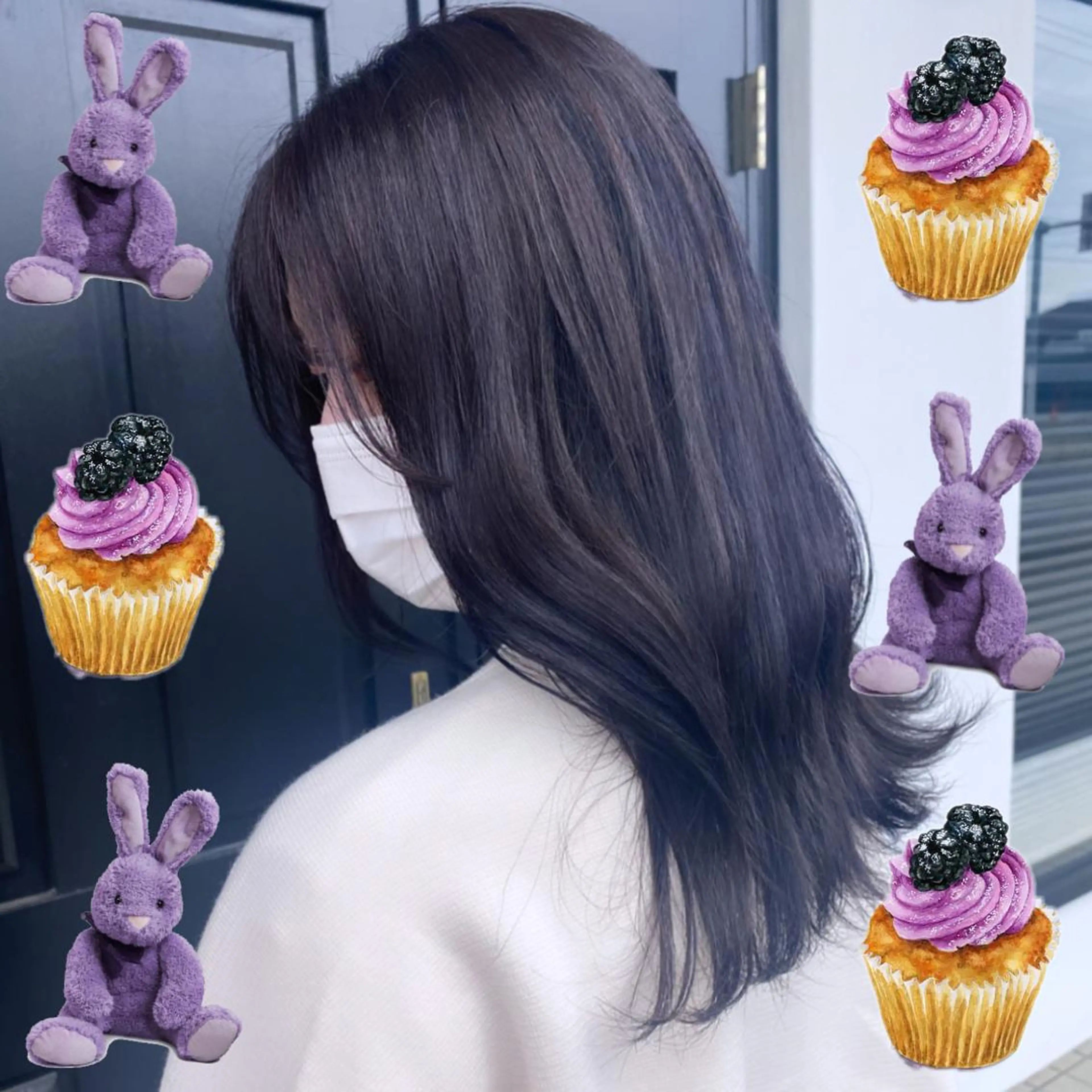 セミロング カラー ディープラベンダー グレージュ ラベンダーカラー ラベンダーグレージュ ラベンダーグレー 韓国ヘア特化 💟 ララア 💟のヘアスタイル