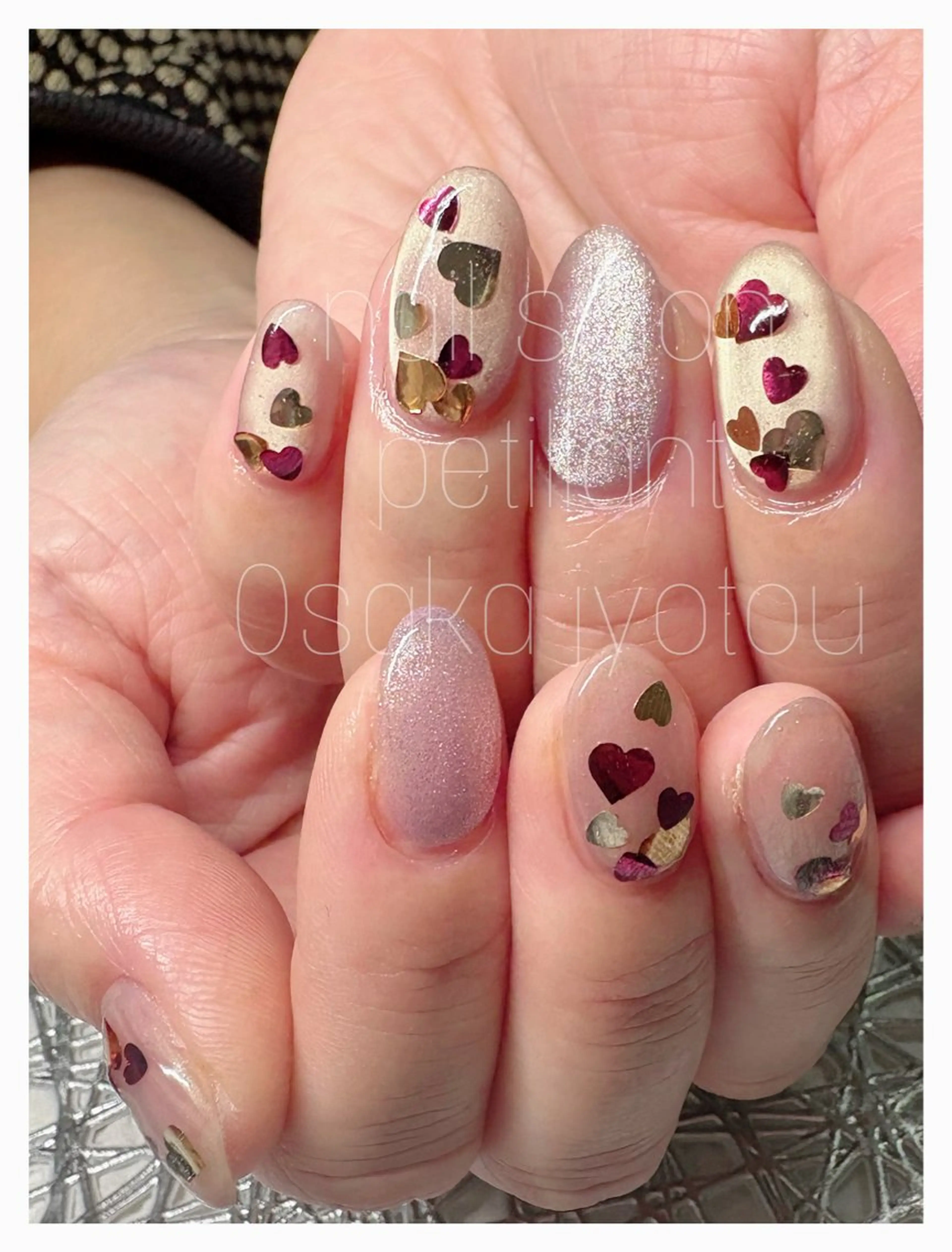 ネイル アートネイル ハート マグネットネイル nail salon petillantのネイルデザイン