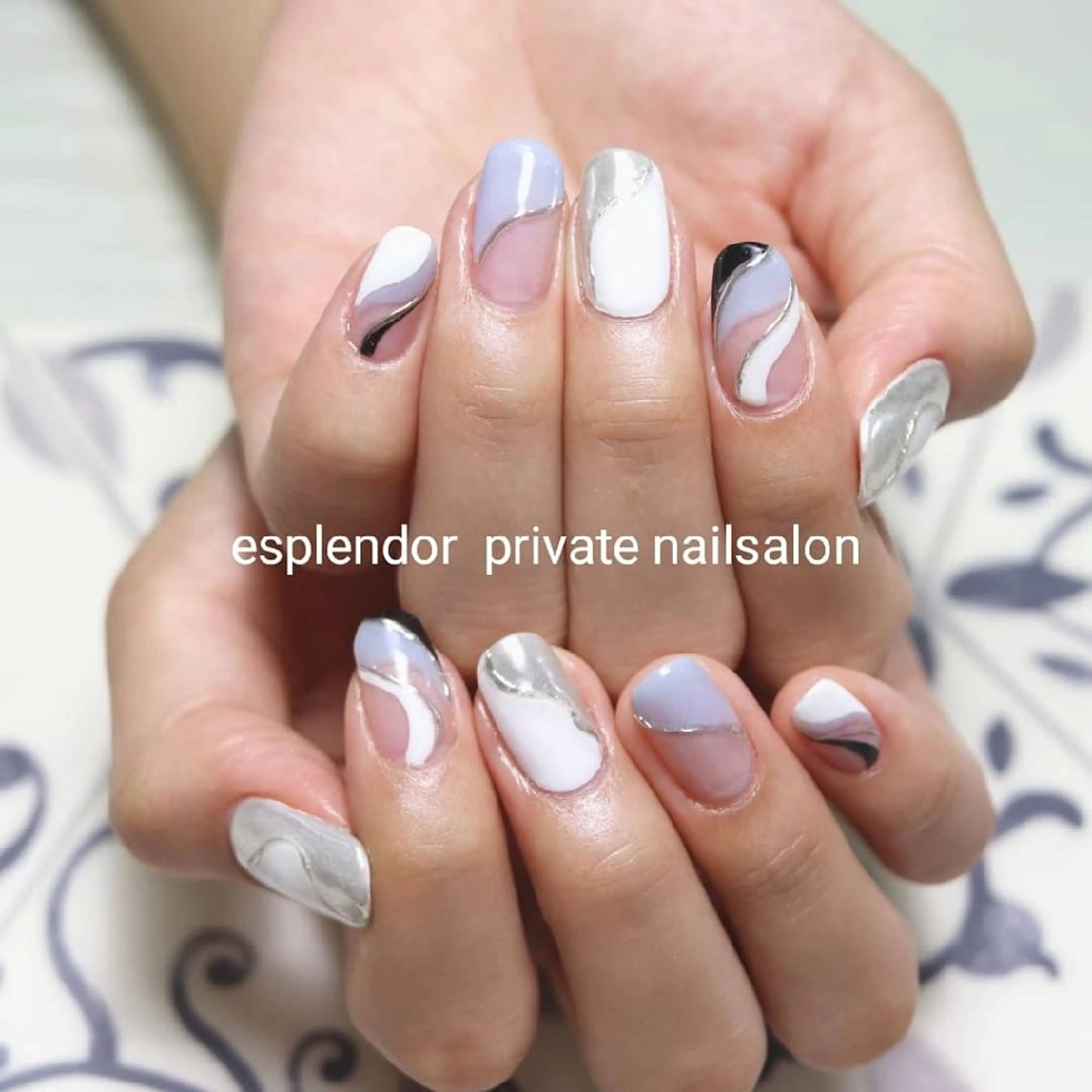 ネイル ブルー esplendor  小野寺のネイルデザイン