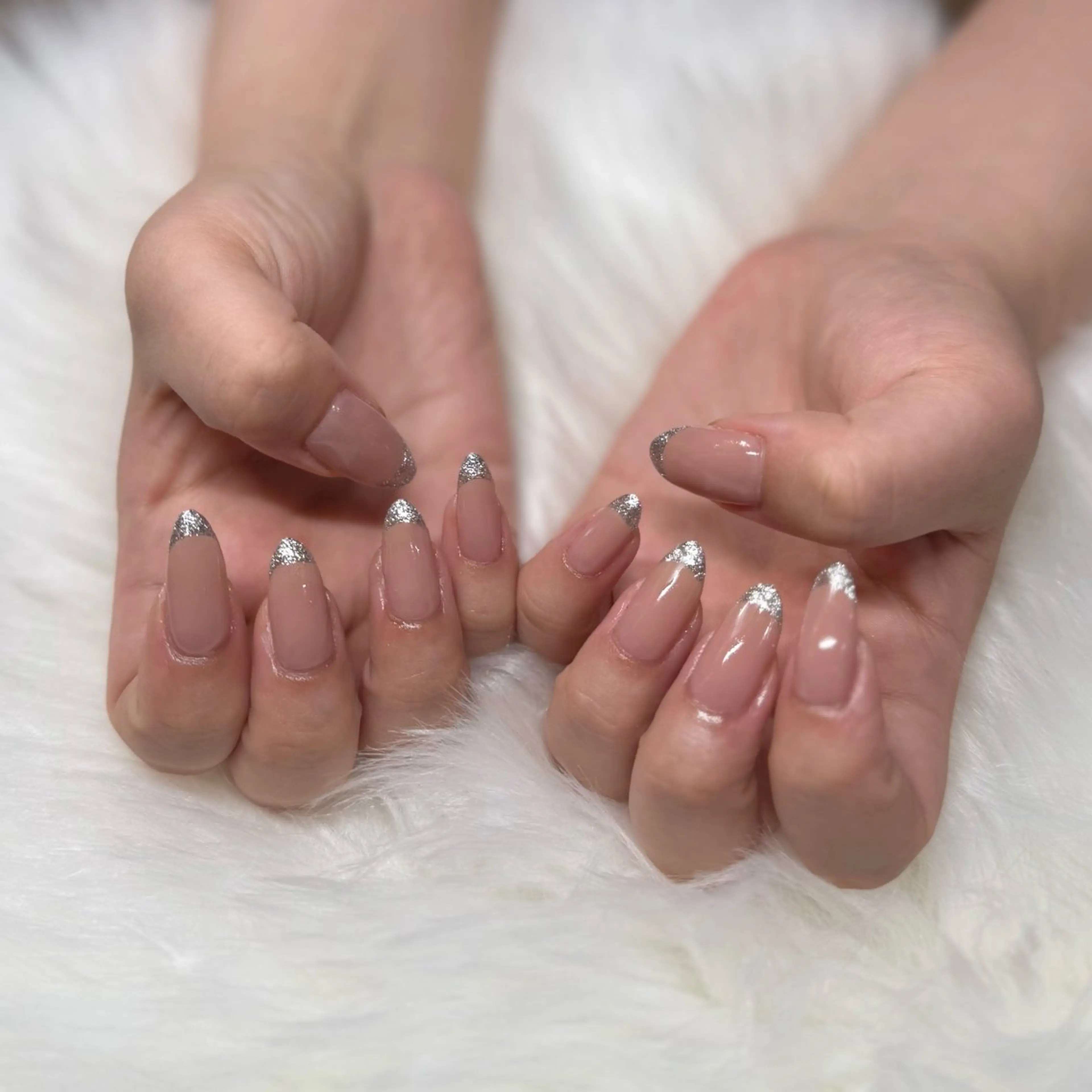 ネイル フレンチネイル ラメ(グリッター) Nabi 進藤彩のネイルデザイン