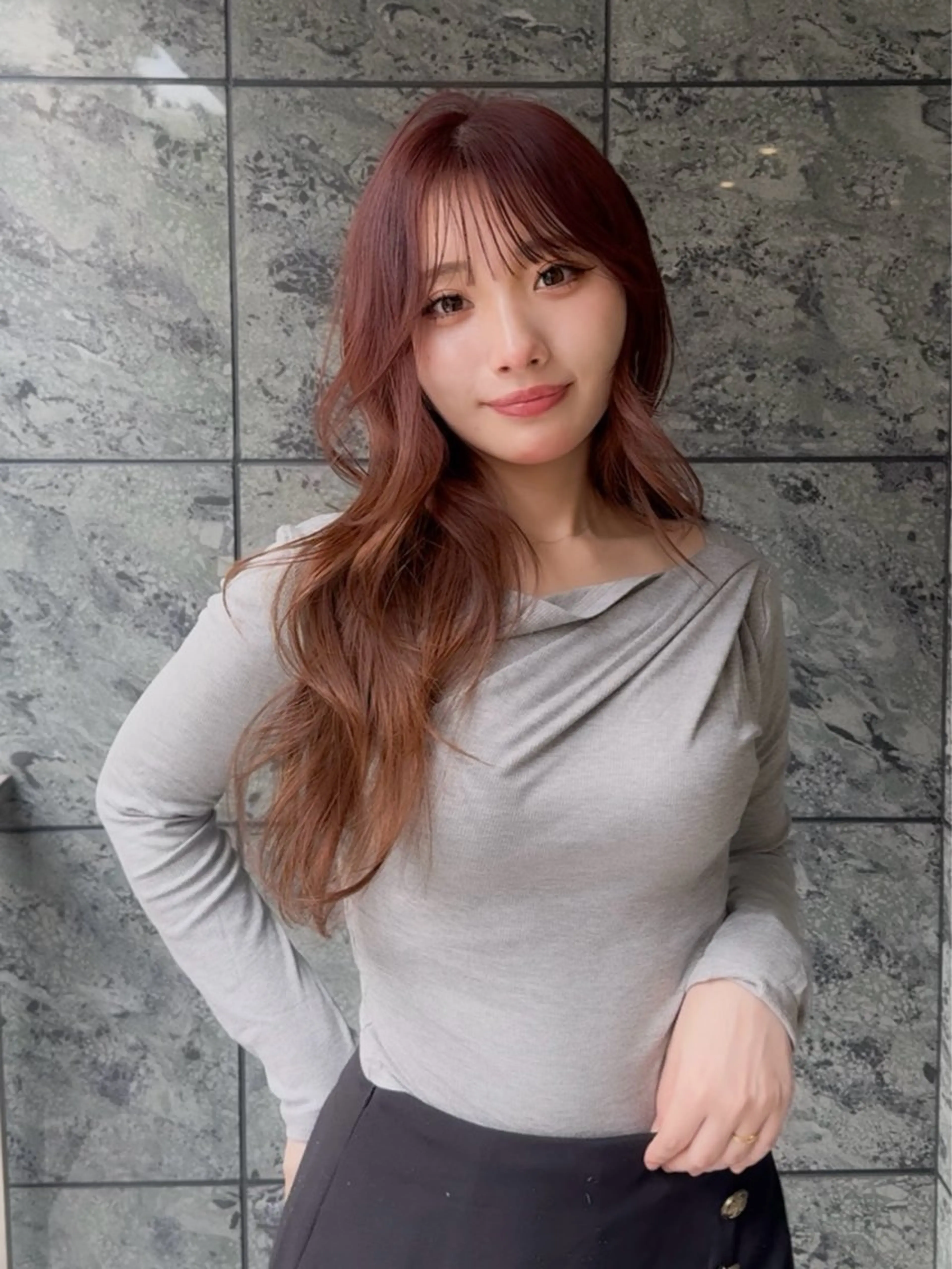 ロング カラー ヘアカラー 韓国風カット/ ダブルカラーNo.1のヘアスタイル