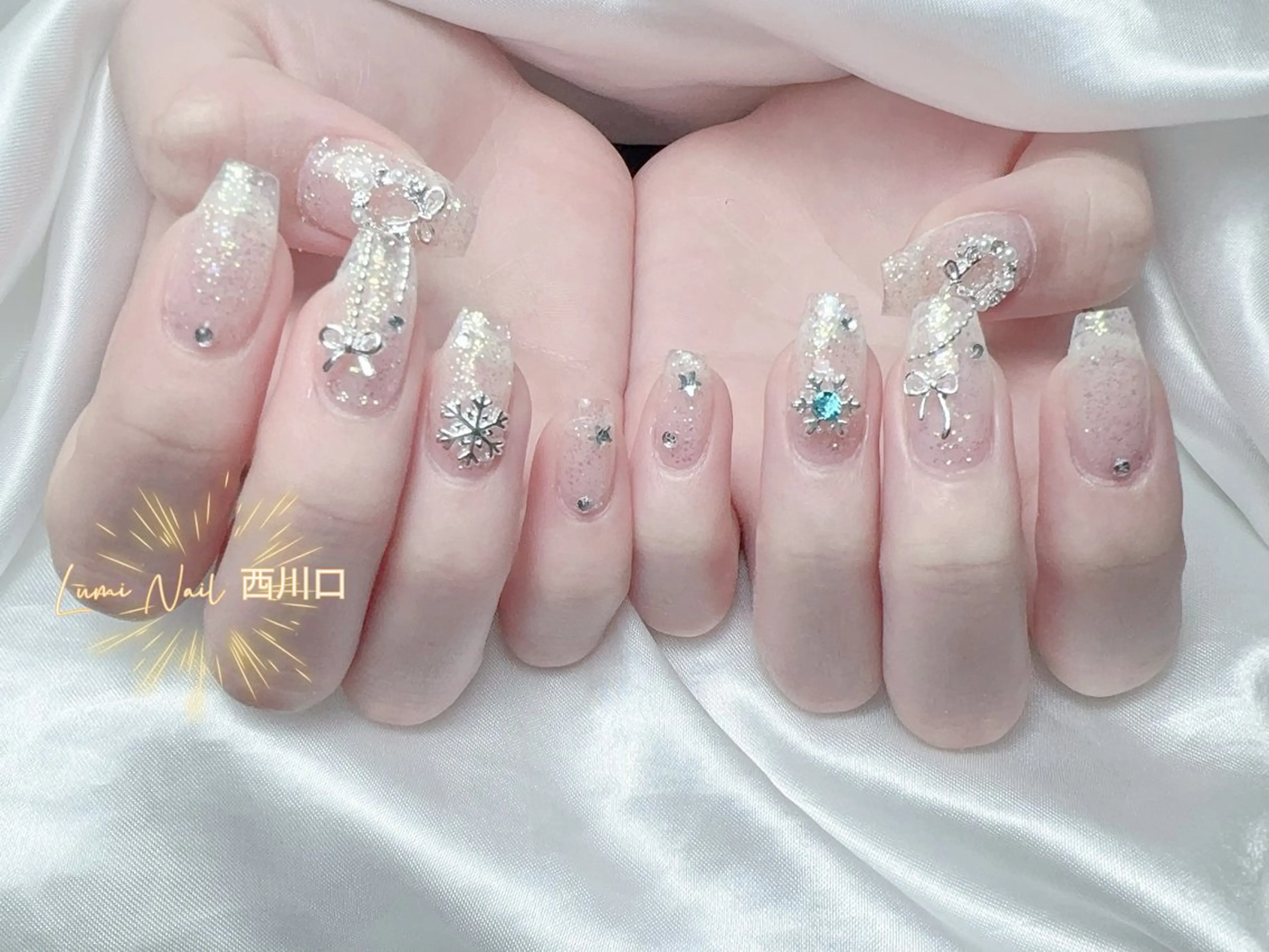 ネイル フットネイル ジェルネイル オフィスネイル ピンク リボン Lumiネイルサロン所属・Lumi Nail Salonのネイルデザイン