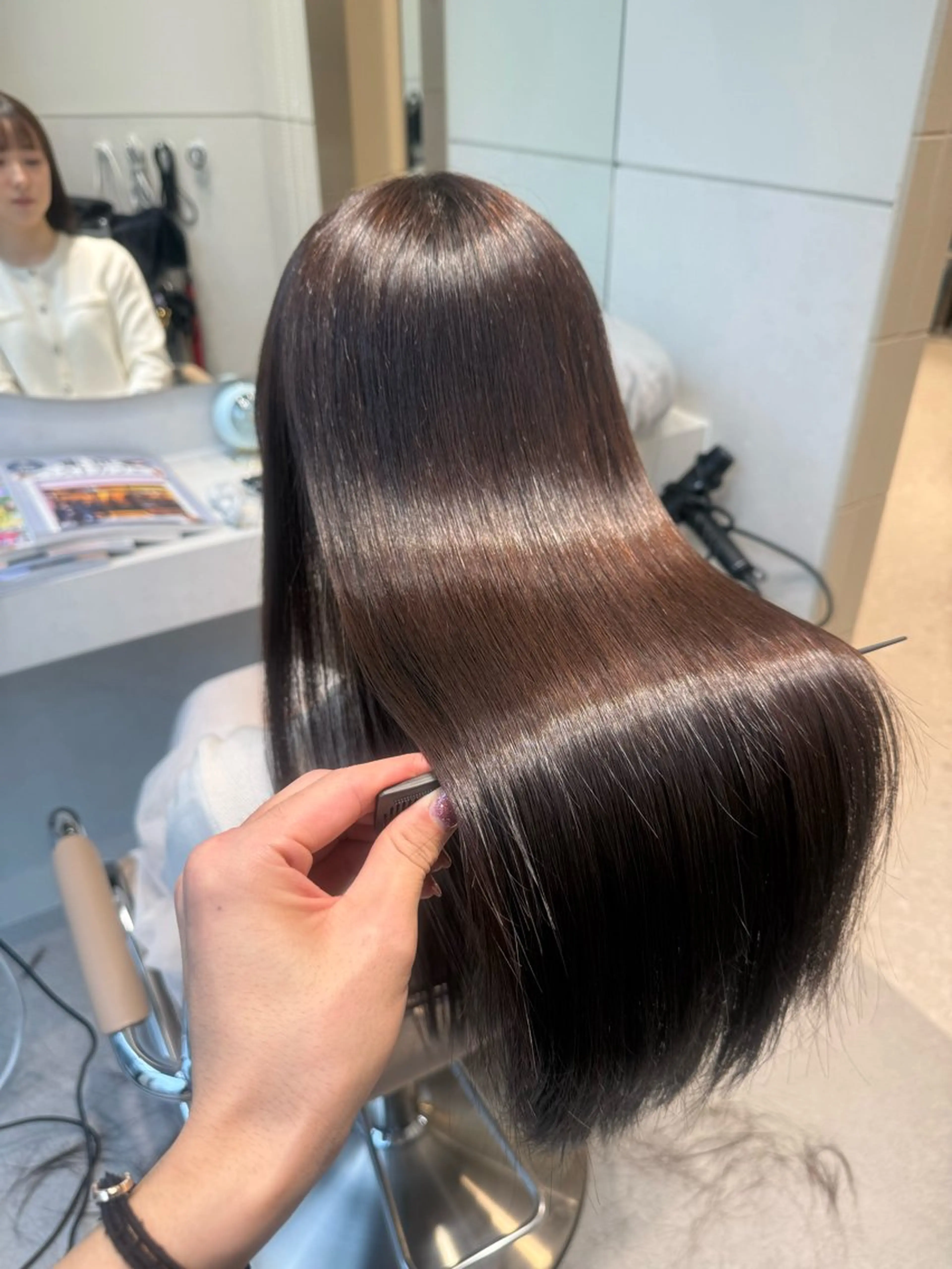 ロング パーマ ヘアアレンジ 伸ばしかけ 縮毛矯正 ストレートパーマ 縮毛矯正 トリートメント 縮毛矯正/髪質改善/ ブリーチ毛/木元渓太のヘアスタイル