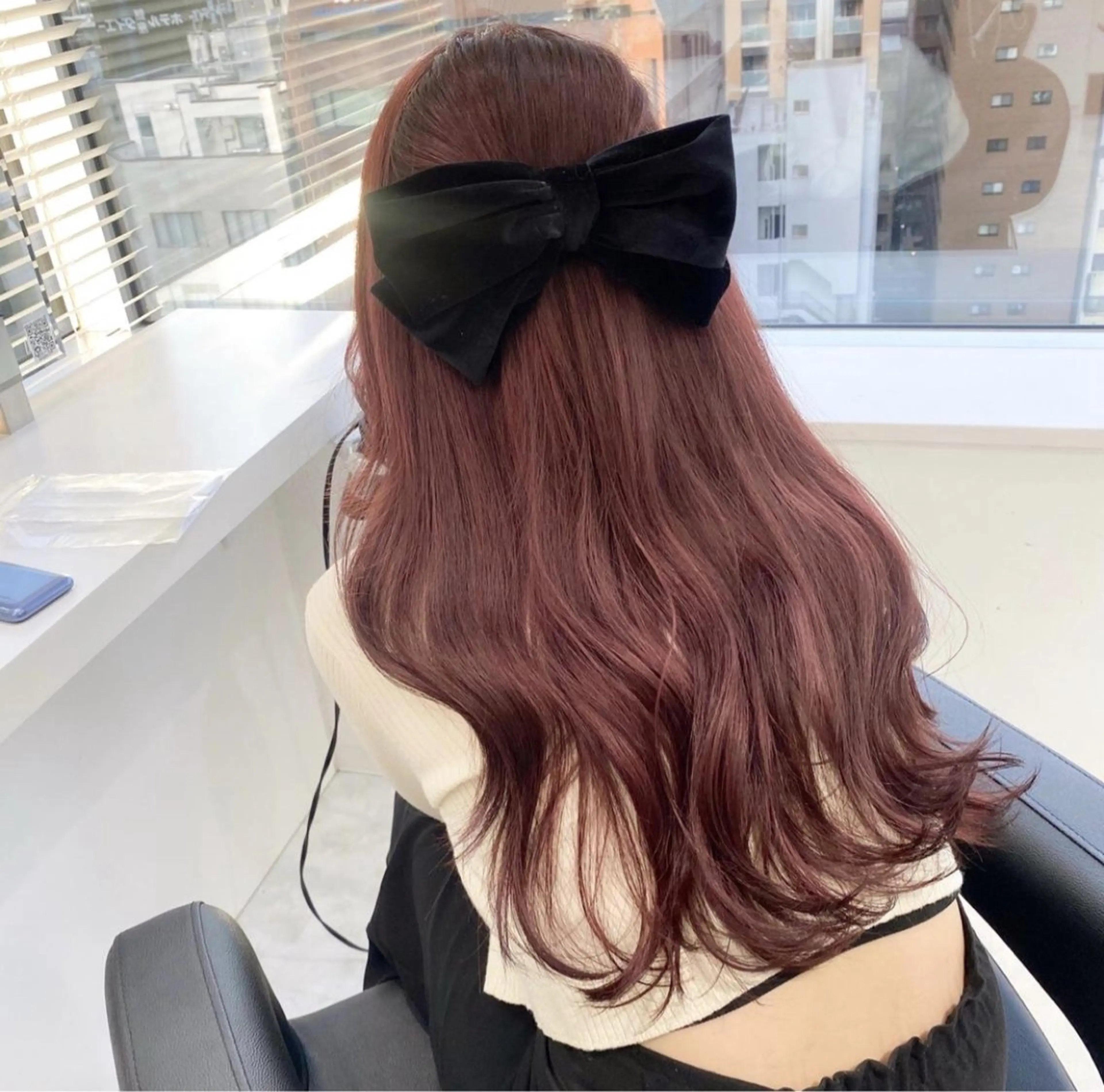 ロング カット ヘアカラー トリートメント 韓国ヘア/ブリーチ無 しWカラー/オリーブのヘアスタイル